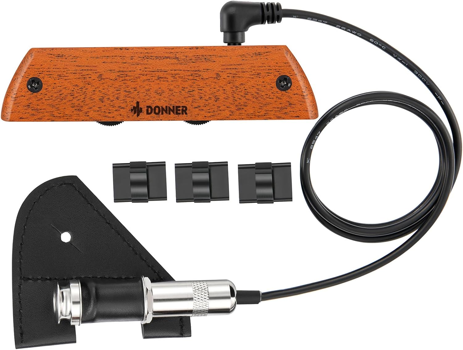 Donner Acoustic Guitar Pickup, Guitar Pickups Passive Mahogany Soundhole Pickup with Humbucker Volume Tone Control