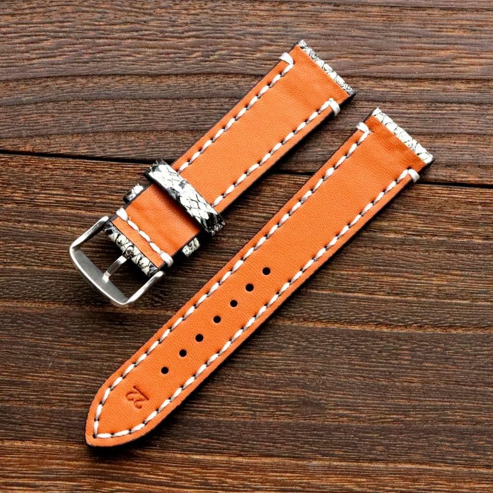 Moran Genuine Leather Watch Band 18mm 19mm 20mm 21mm 22mm 23mm 24mm Calf Grain Watch Strap for Men and Women 18mm Black-Silver Buckle