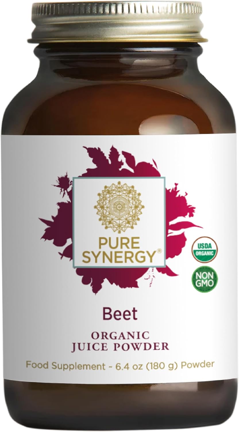 PURE SYNERGY Organic Beet Juice Powder | Pre-Workout Supplement | Organic Beet Root Juice Powder | for Healthy Circulation, Exercise, and Detoxification (6.4 oz.)