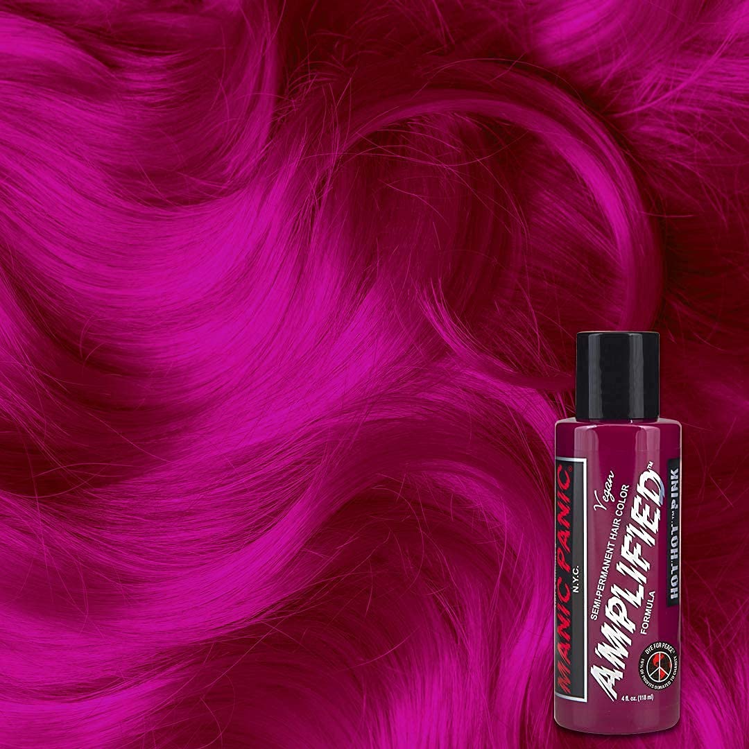 MANIC PANIC Cotton Candy Pink Hair Color - Amplified - Semi Permanent Hair Dye - Bright Pink Cool Toned Color - Glows in Blacklight - Vegan, PPD & Ammonia-Free - For Coloring Hair on Women & Men