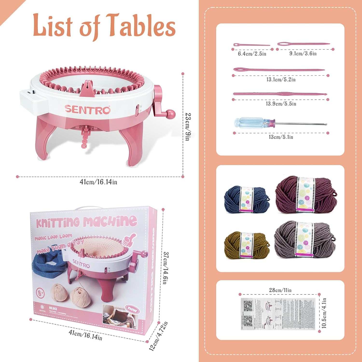 SENTRO Knitting Machine 48 Needles with Row Counter, Crochet Knitting Loom Machine for Beginners