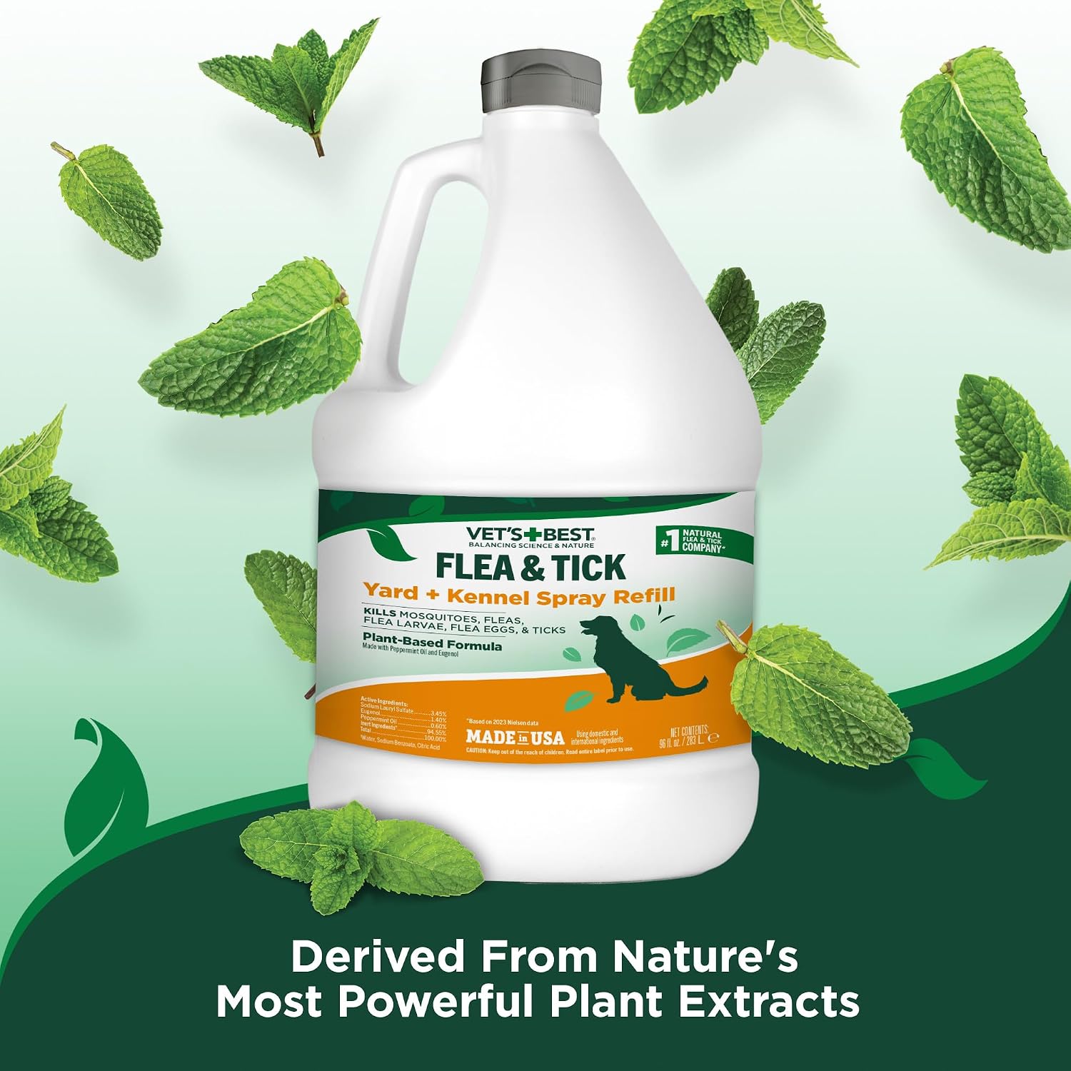 Vet's Best Flea & Tick, Mosquito, Yard & Kennel Spray for Dogs, 32 oz | Plant-Based Yard Treatment, Kills Fleas, Ticks & Mosquitoes, Ready-to-Use Hose Attachment, Safe for Plants, Made in USA