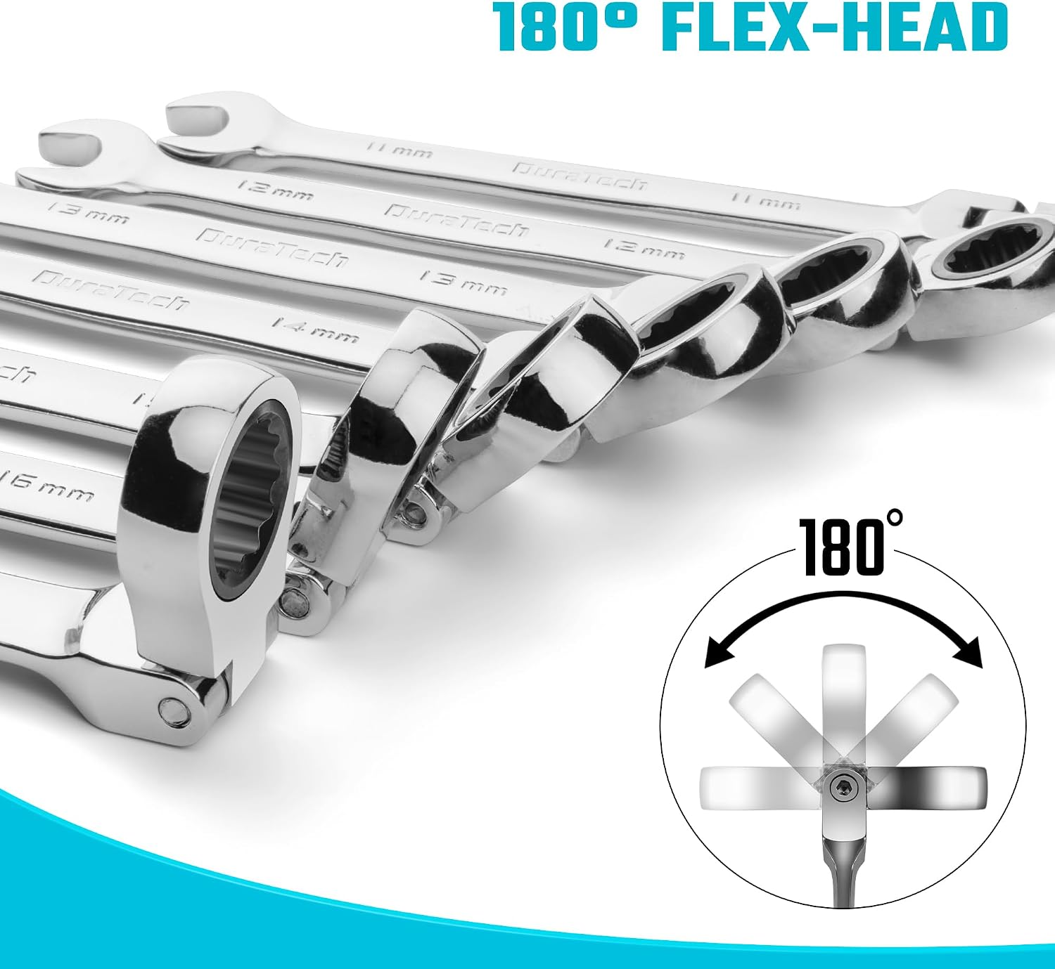 DURATECH 22-Piece Ratcheting Wrench Set, Combination Wrench Set, Metric&SAE