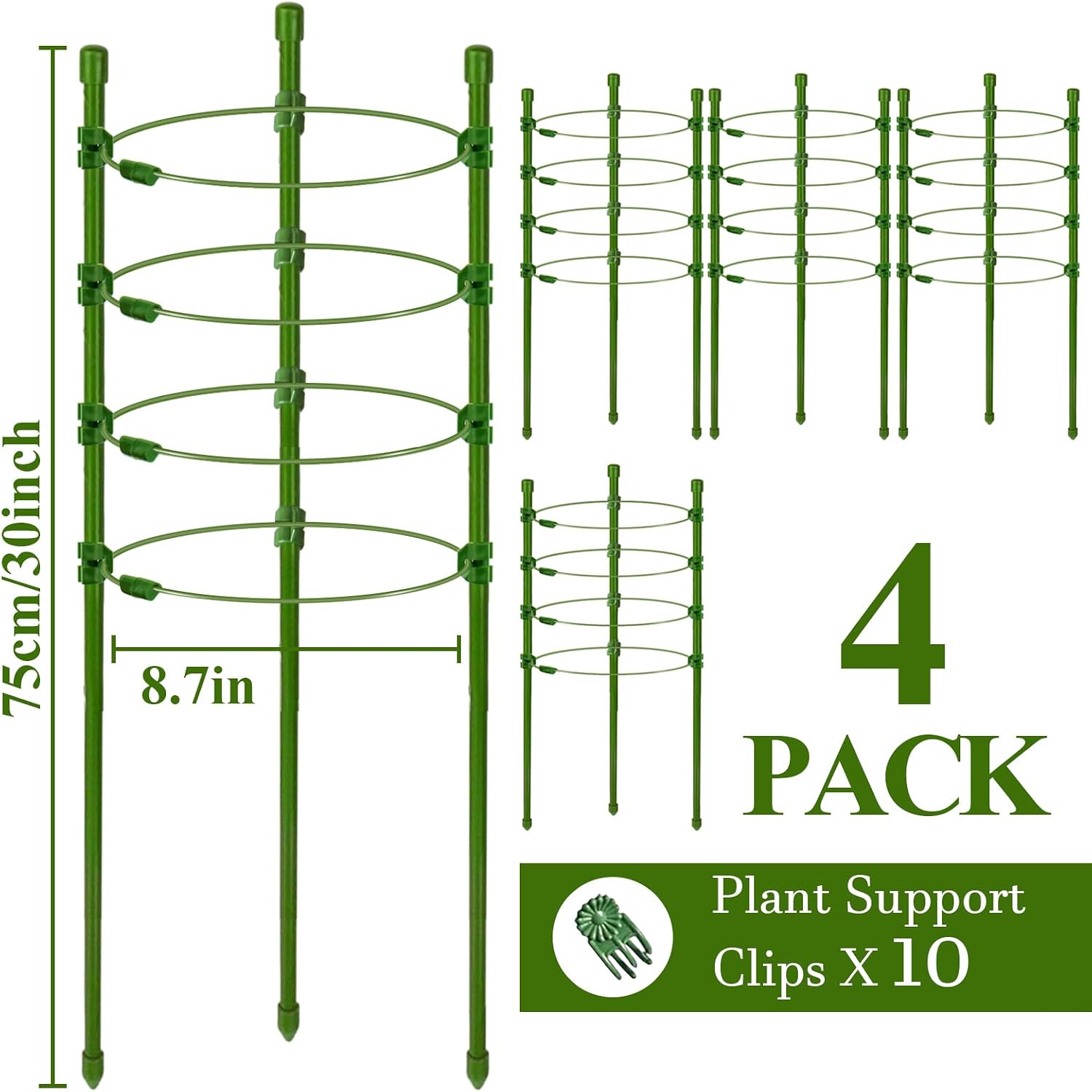 Legigo 3 Packs Plant Support Cages Tomato Cage for Garden- 18 Inch Adjustable Garden Cucumber Trellis Plant Stakes