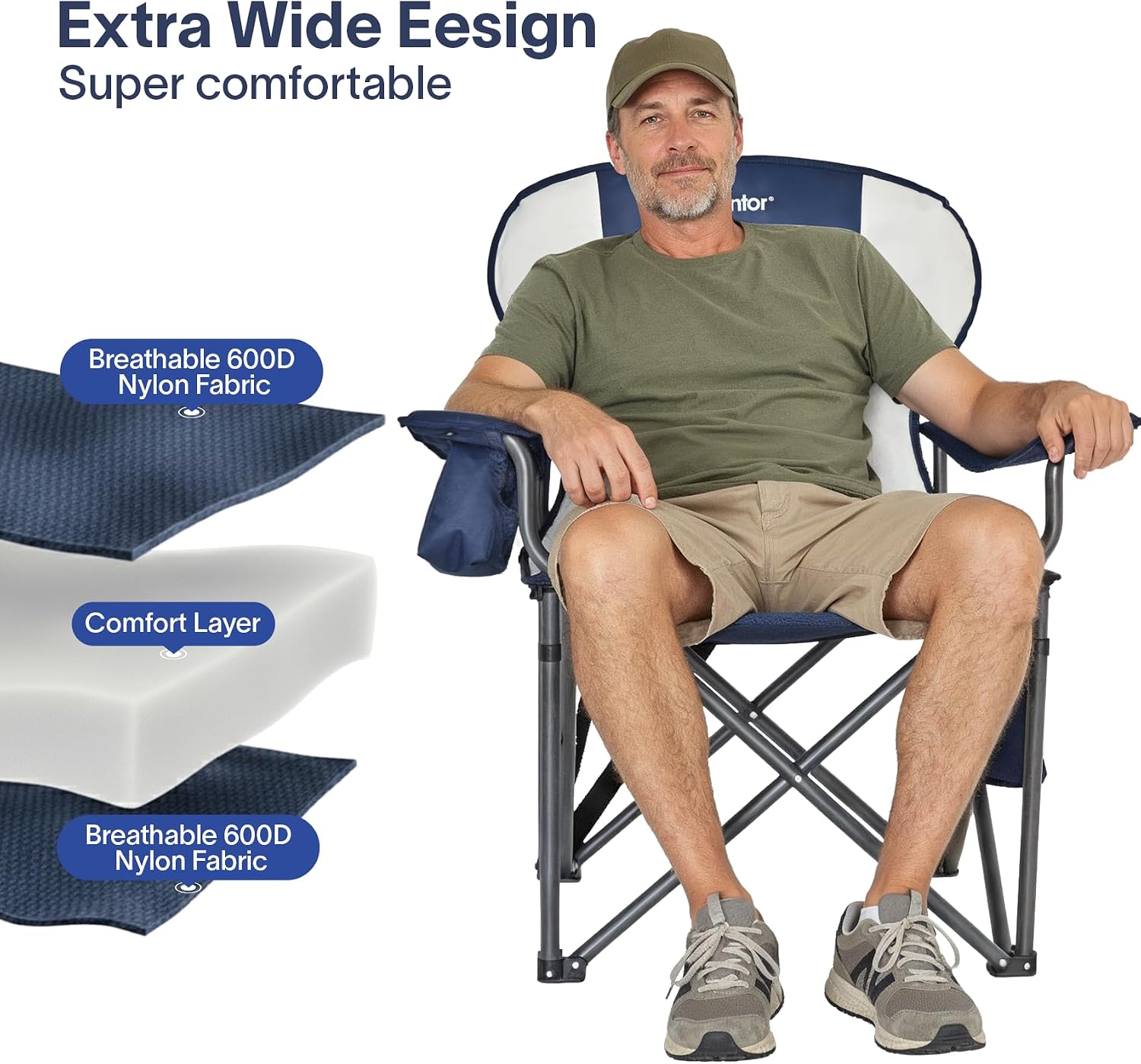 Alvantor® Camping Chair, Full Mesh Folding Beach Chair Breathable High Back Portable Lawn Chair for Outdoor, Armrest, Cup Holder, Easy Use Seat for Travel, Fishing, Pinic, Sports Event, 24"x31"x38"