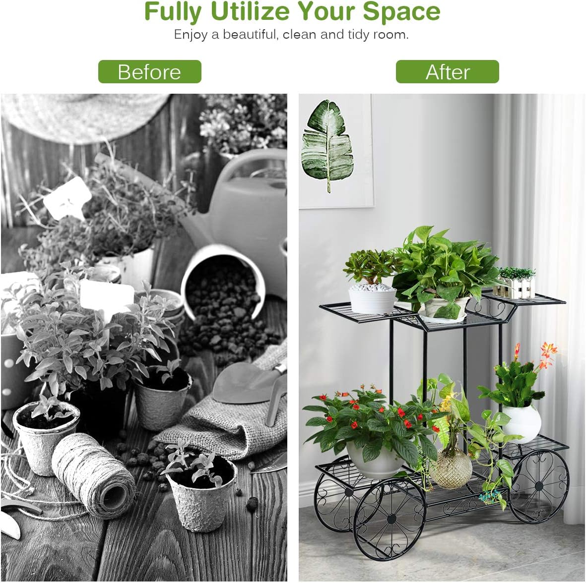 GIANTEX 6-Tier Plant Stand Indoor Flower Pot Holder, Metal Display Shelf