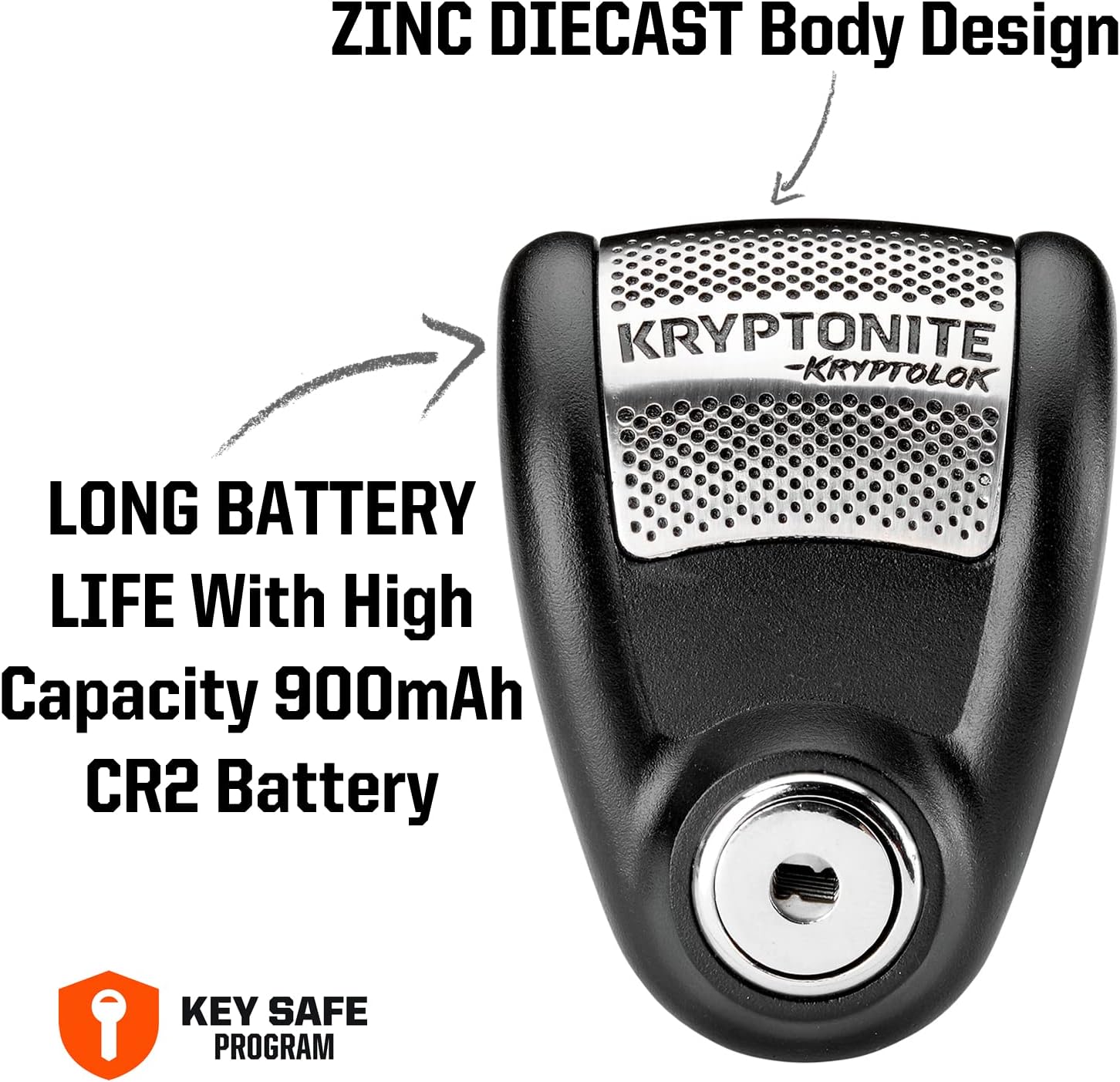 Kryptonite Motorcycle Alarm Disc Lock, 120dB Anti-Theft Brake Pin Lock