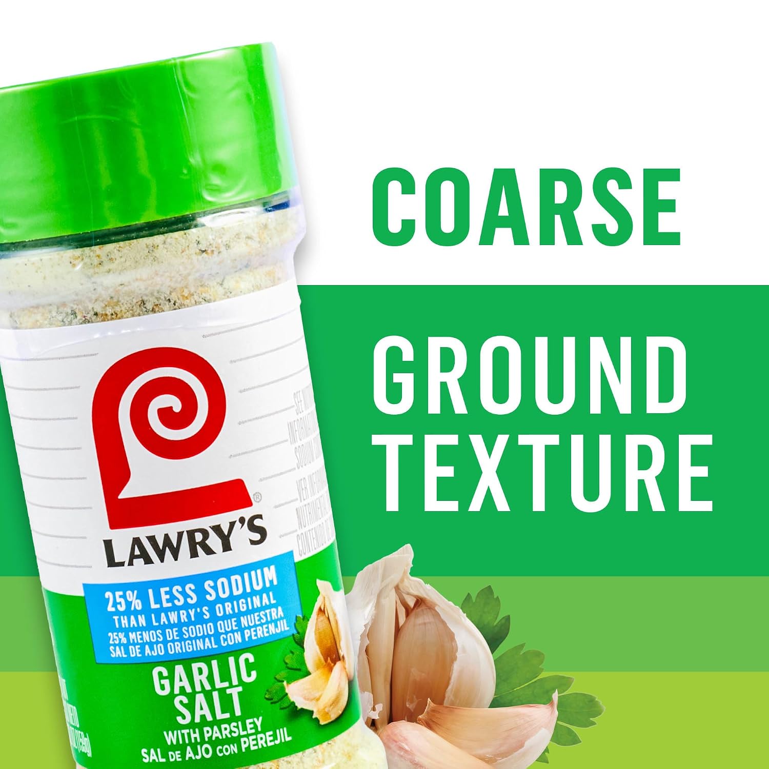Lawry's 25% Less Sodium Garlic Salt With Parsley, 5.62 oz