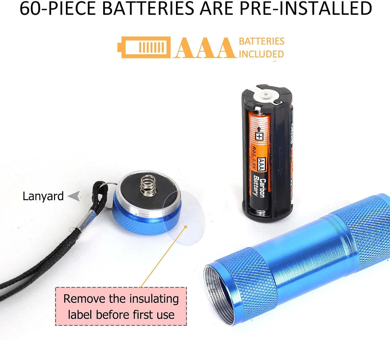 FASTPRO 20-Pack Aluminum 6-LED Flashlights Set with AAA Batteries Included | Mini Flashlights with Lanyard, Flashlights Bulk, Holiday Gifts