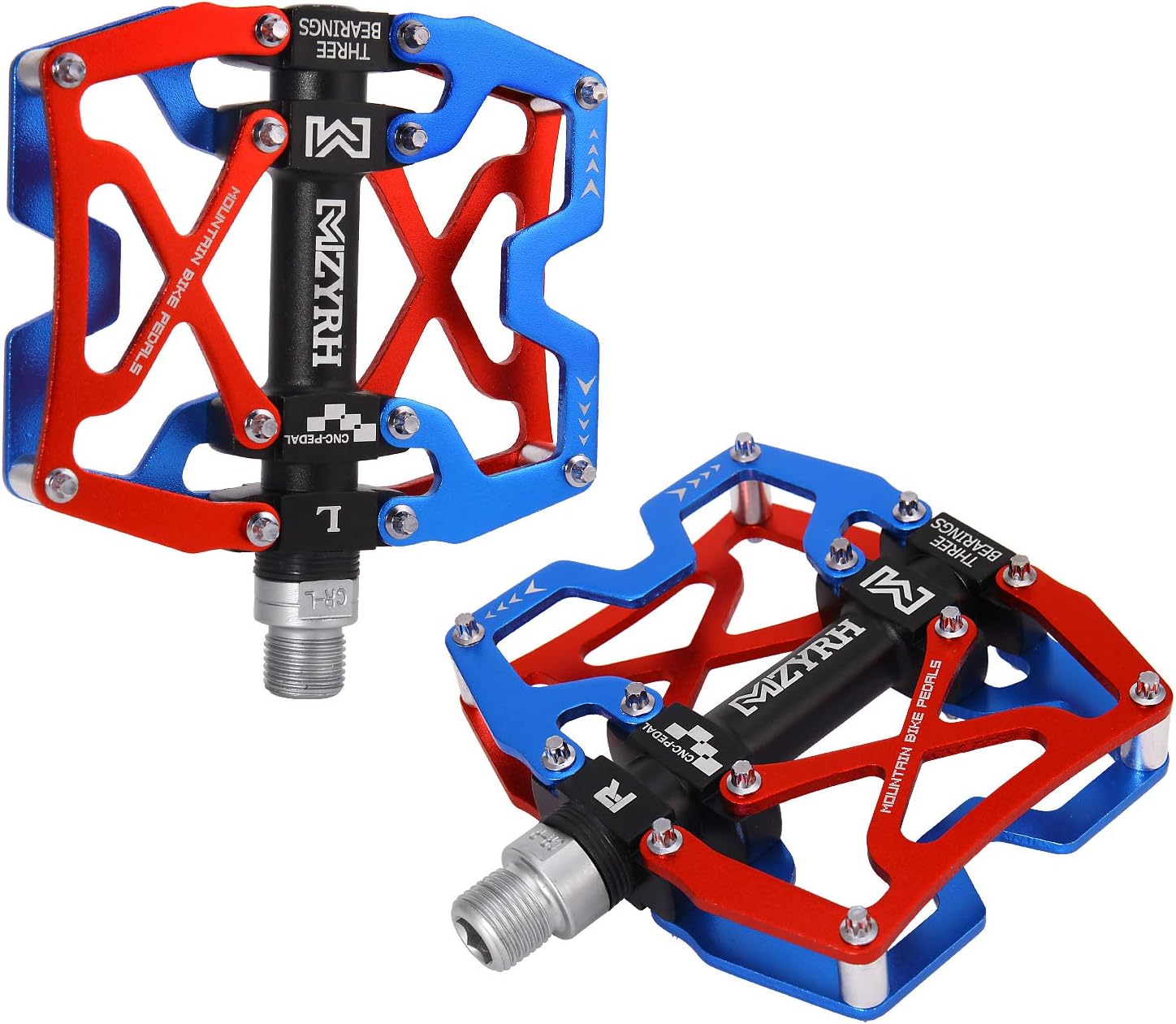 MZYRH Mountain Bike Pedals, Ultra Strong Colorful CNC Machined 9/16" Cycling Sealed 3 Bearing Pedals