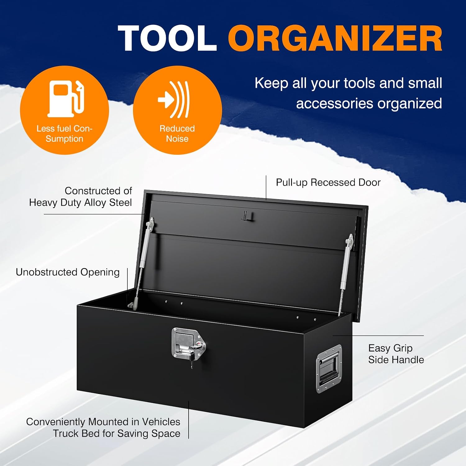 30 Inch Steel Heavy Duty Truck Bed Tool Box, Trailer Tongue Tool Box with Lock and Keys, Tool Box for Storage, Utility Trailer Tool Box for Truck, Pickup, RV, Trailer