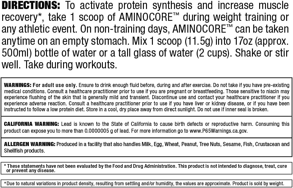 ALLMAX AMINOCORE BCAA Powder, Watermelon, 90 Servings, 1035 g