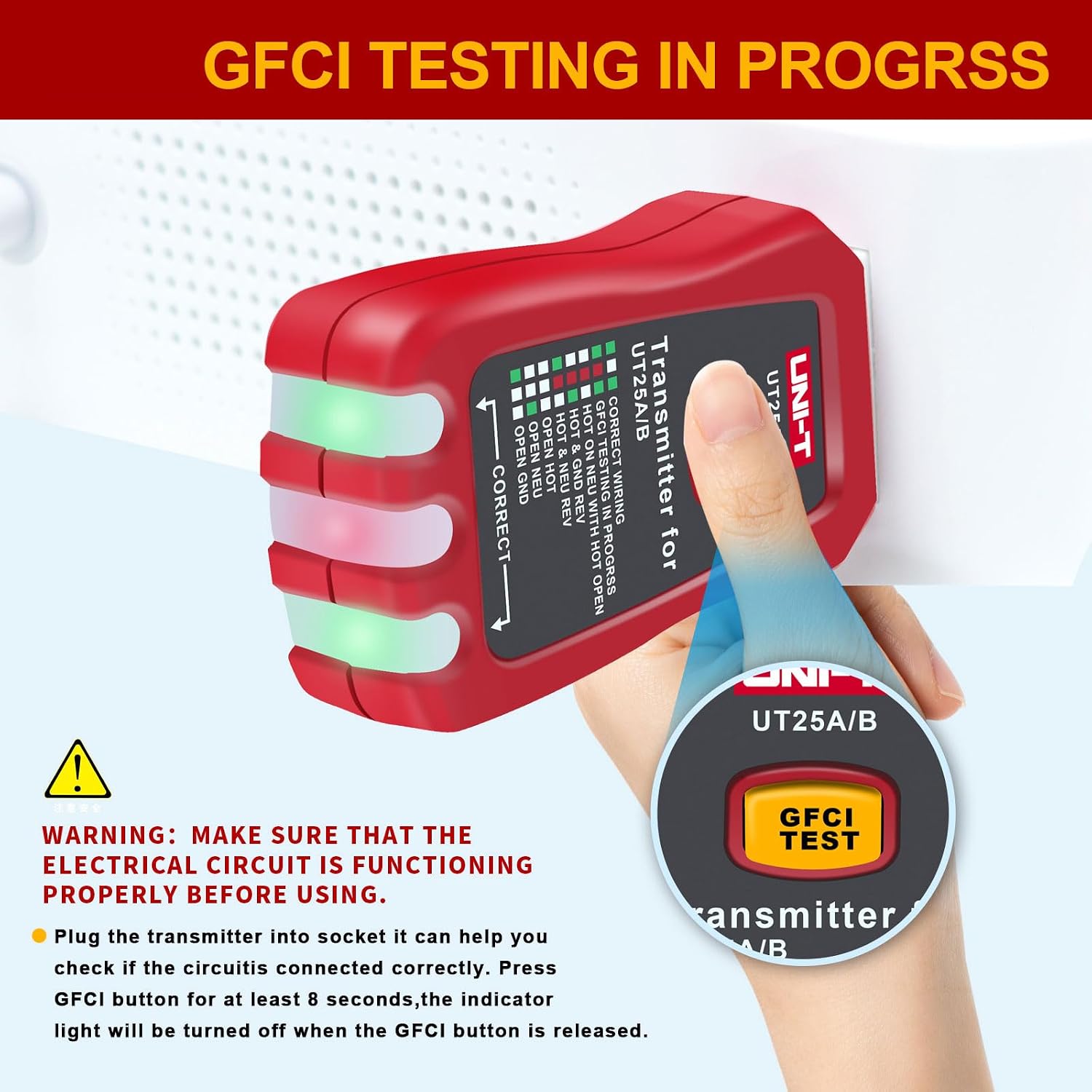 UNI-T AC Circuit Breaker Finder and Tracer Tool Kit with Electrical Integrated GFCI Outlet Tester