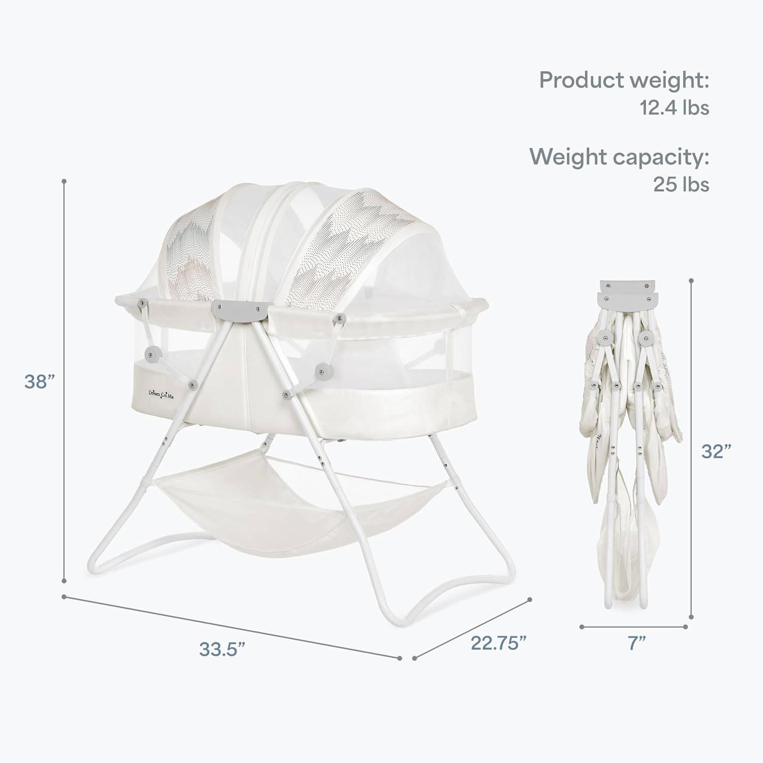 Dream On Me Karley Bassinet in Grey and Pink