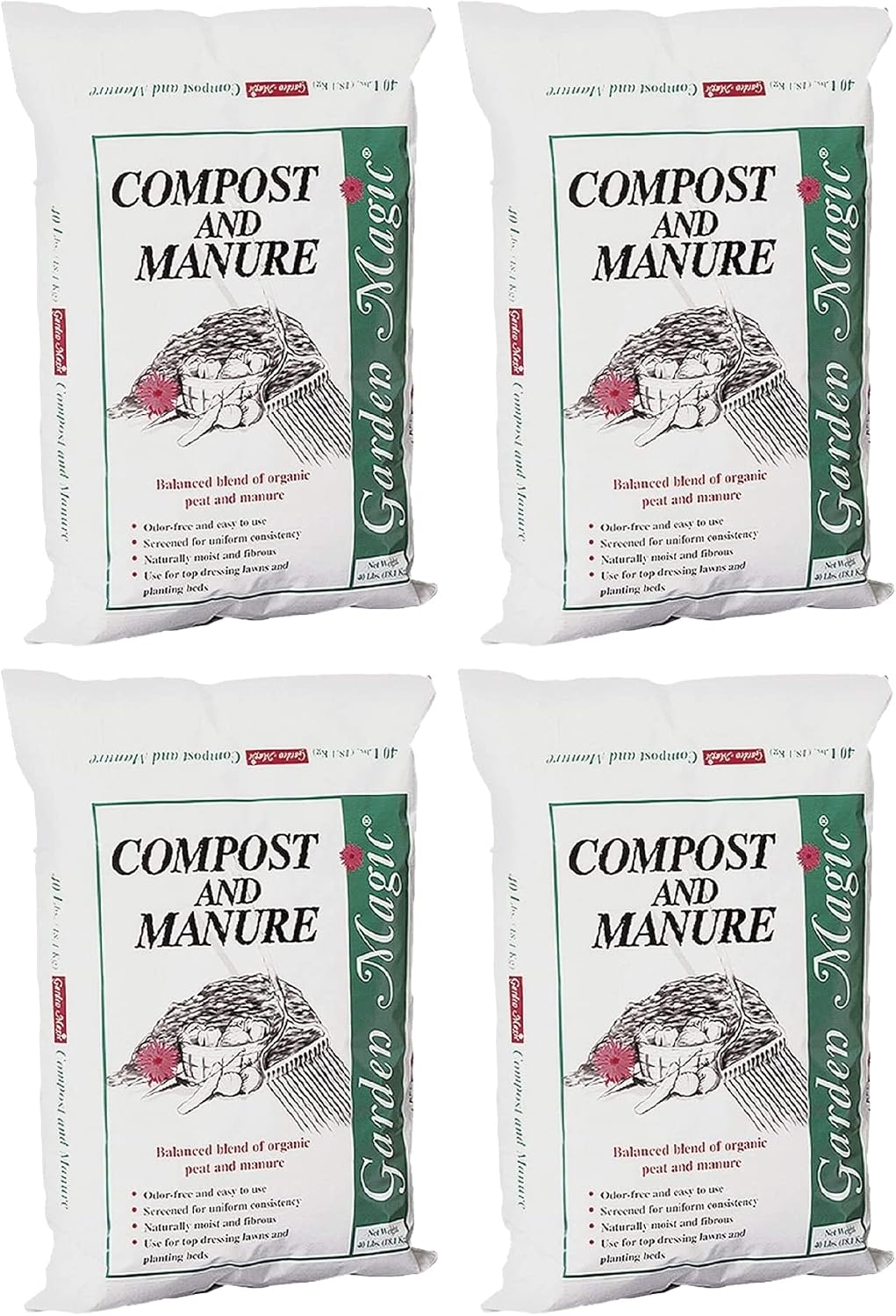 Michigan Peat Garden Magic Odor-Free Compost & Manure Blend, 40 lb | Outdoor Lawn and Gardeniing Mixture with Nutrients and Minerals for Soil Potting and Planting