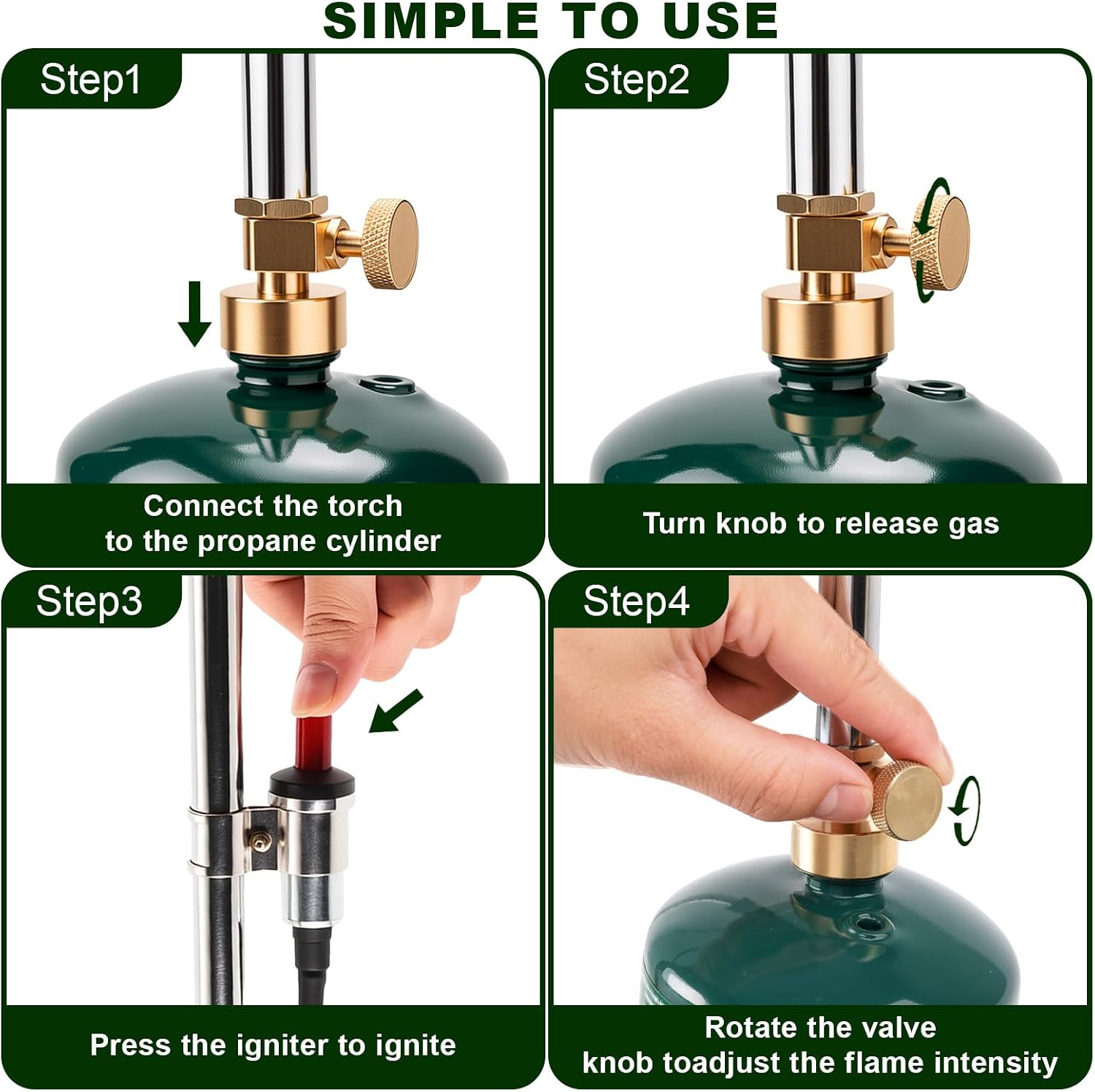 KOMAN Weed Torch Propane Burner, 35" Long Arm, Self-Ignition, Fuel by 1LB /5-40LB Propane Tank, for Roofing, Weeding