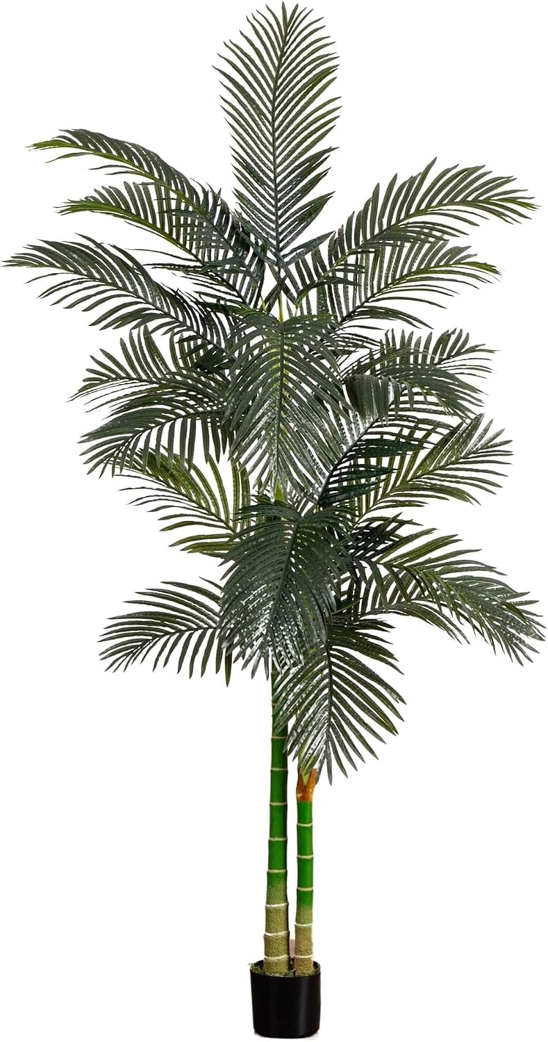 Nearly Natural 4 ft Artificial Golden Cane Palm Tree with Nursery Pot | Double-Stalk, Lush Realistic Foliage, Indoor Faux Palm Plant, Living Room Decor, Perfect Tropical Decoration