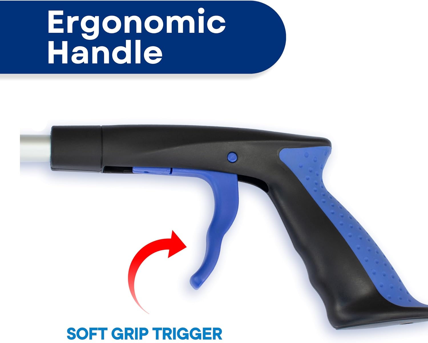 RMS 34 Inch Extra Long Reacher Grabber - Foldable with Rotating Jaw (Blue)
