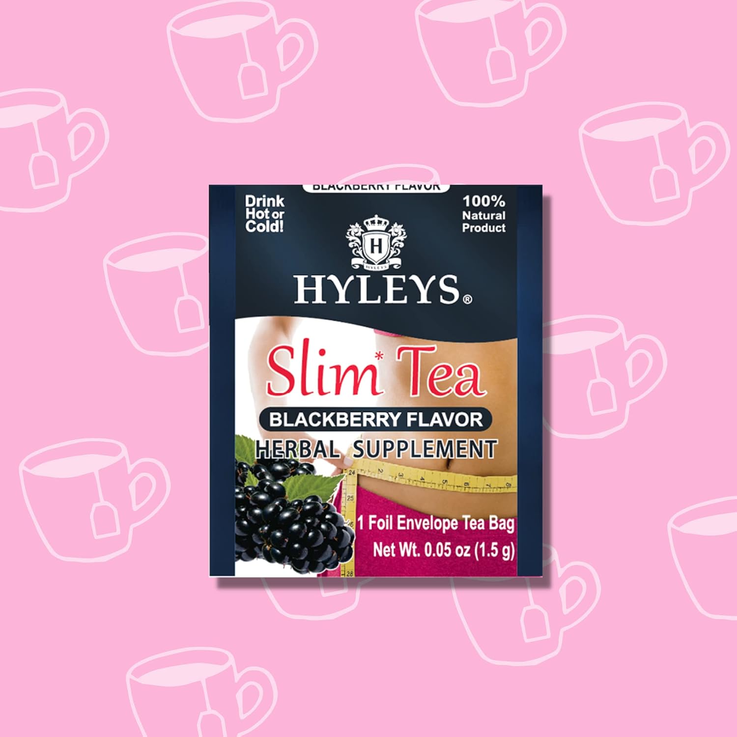 HYLEYS Slim Tea Goji Berry, Weight Loss Detox, Slimming Diet Tea, 25 Bags | Green Tea, Senna Detox & Cleanse, 3 Natural Ingredients, No Added Sugar, 1-Step Bedtime Routine, Supports Digestion