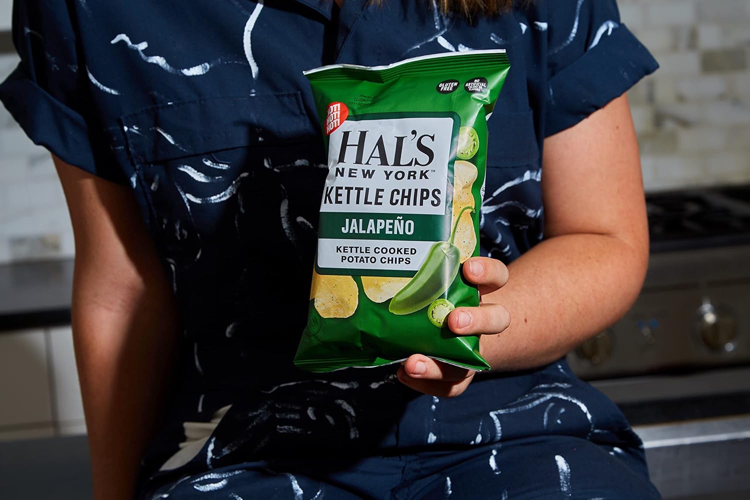 Hal's New York Kettle Cooked Gluten Free Jalapeno Flavored Potato Chip Crisps, 2 Oz (Pack of 24)