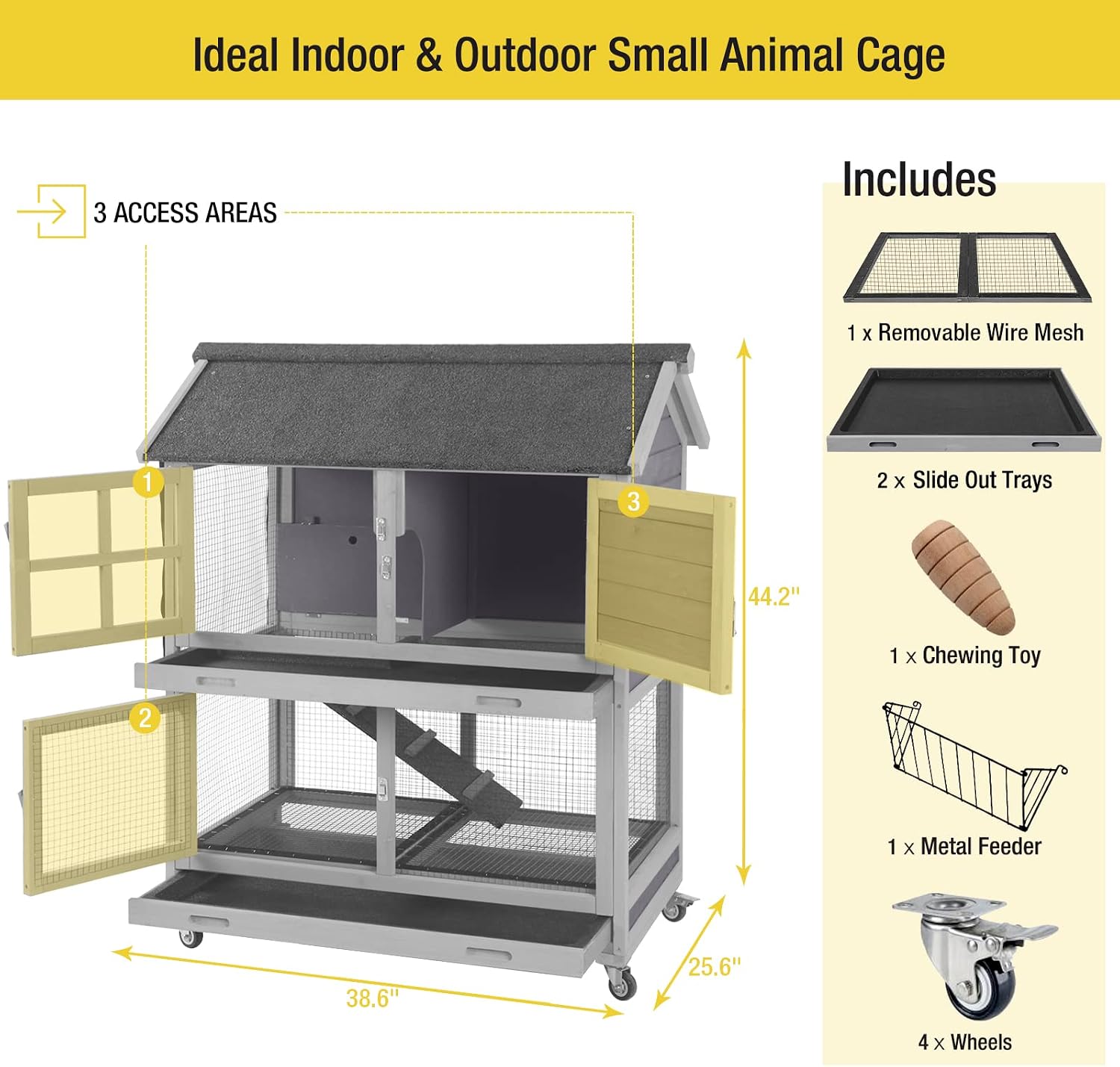 Aivituvin [Upgrade Version] Rabbit Hutch Bunny Hutch, Rabbit Cage with Two No Leak Trays, Indoor & Outdoor Waterproof Cage for Bunny
