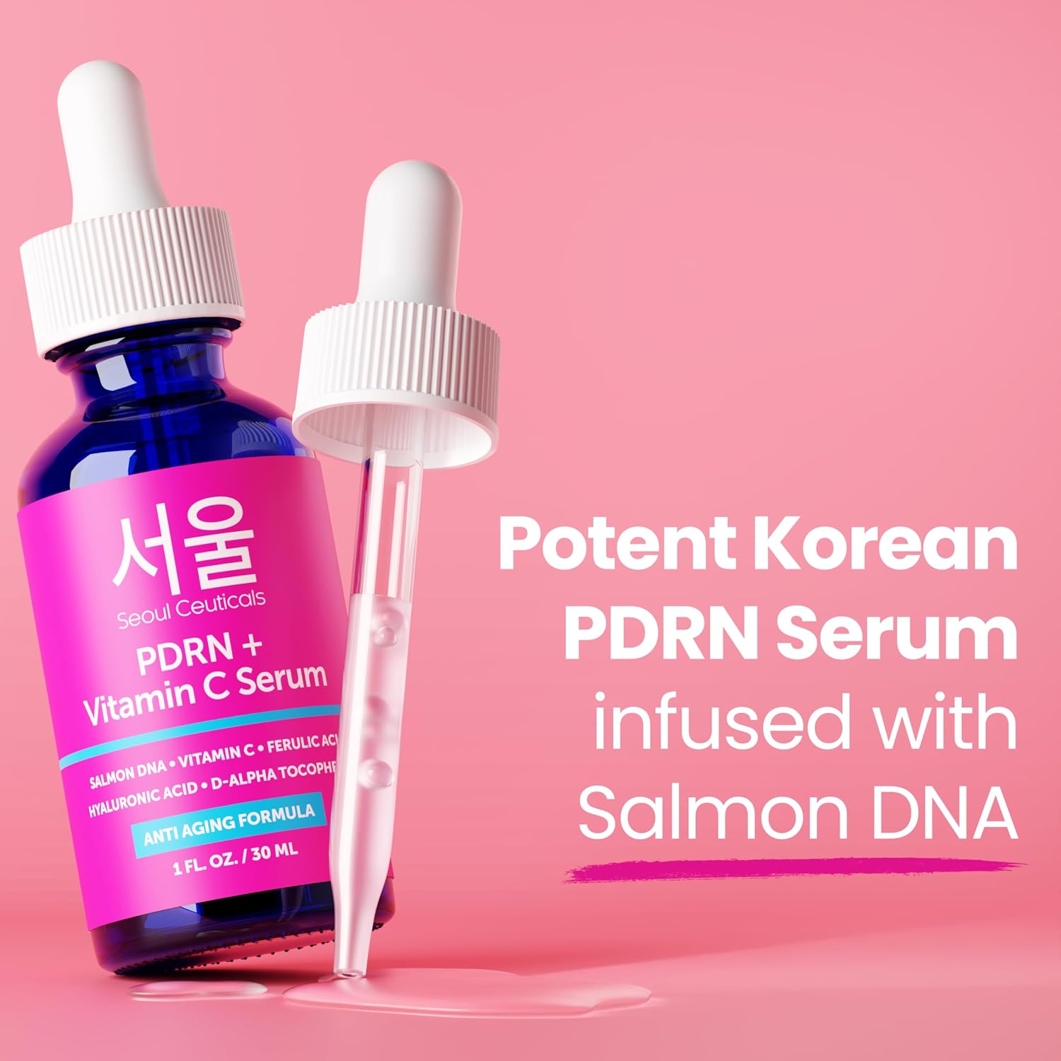 SeoulCeuticals Korean Skin Care 20% Vitamin C Serum for Face + CE Ferulic | 1oz C E Ferulic Vit C Facial Oil with Hyaluronic Acid, Vitamina E, Vegan, Cruelty Free, Anti Aging K Beauty Glow C+E Skincare