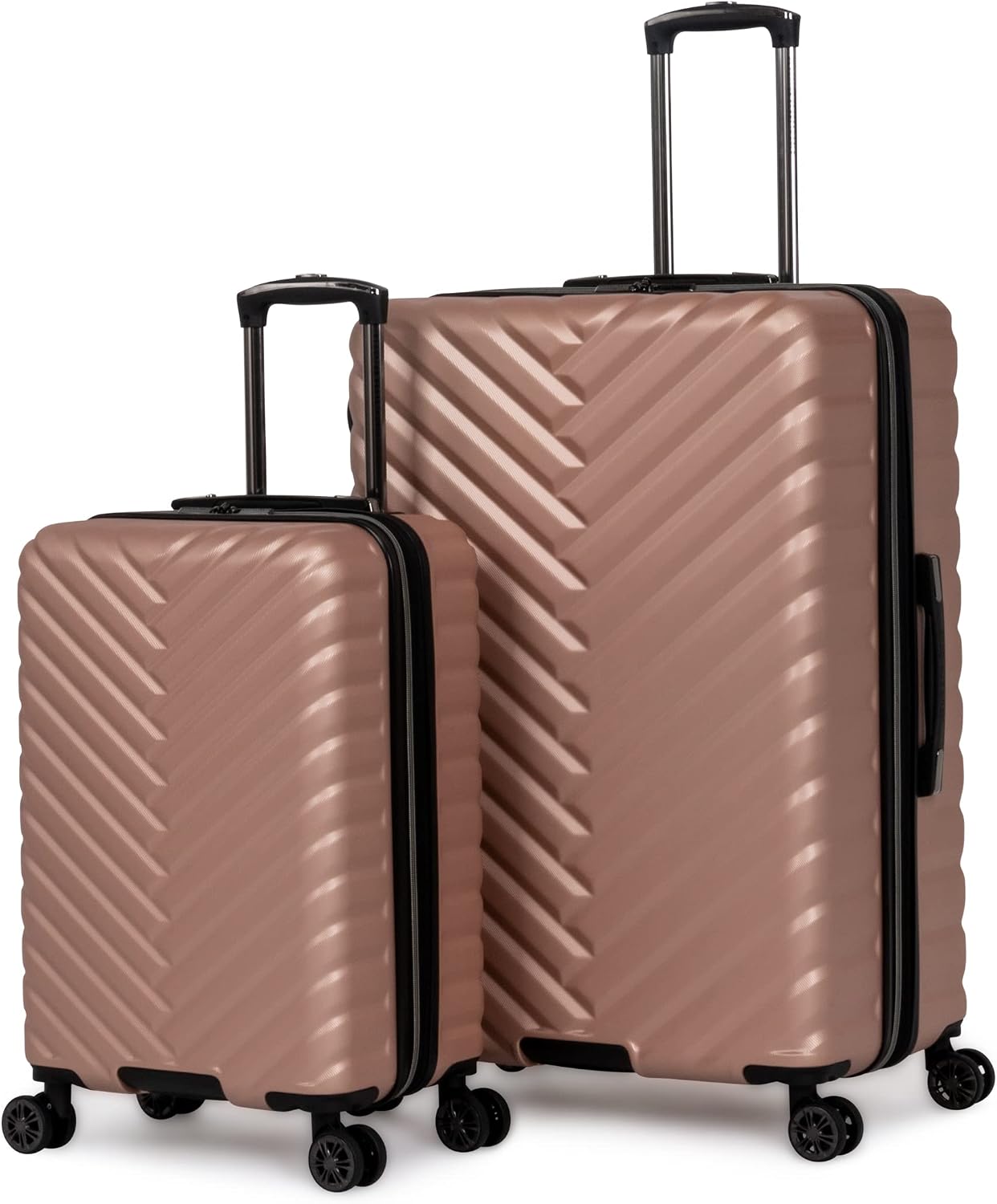 Kenneth Cole REACTION Madison Square Lightweight Hardside Chevron Expandable Spinner Luggage, Black, (28-Inch Checked)