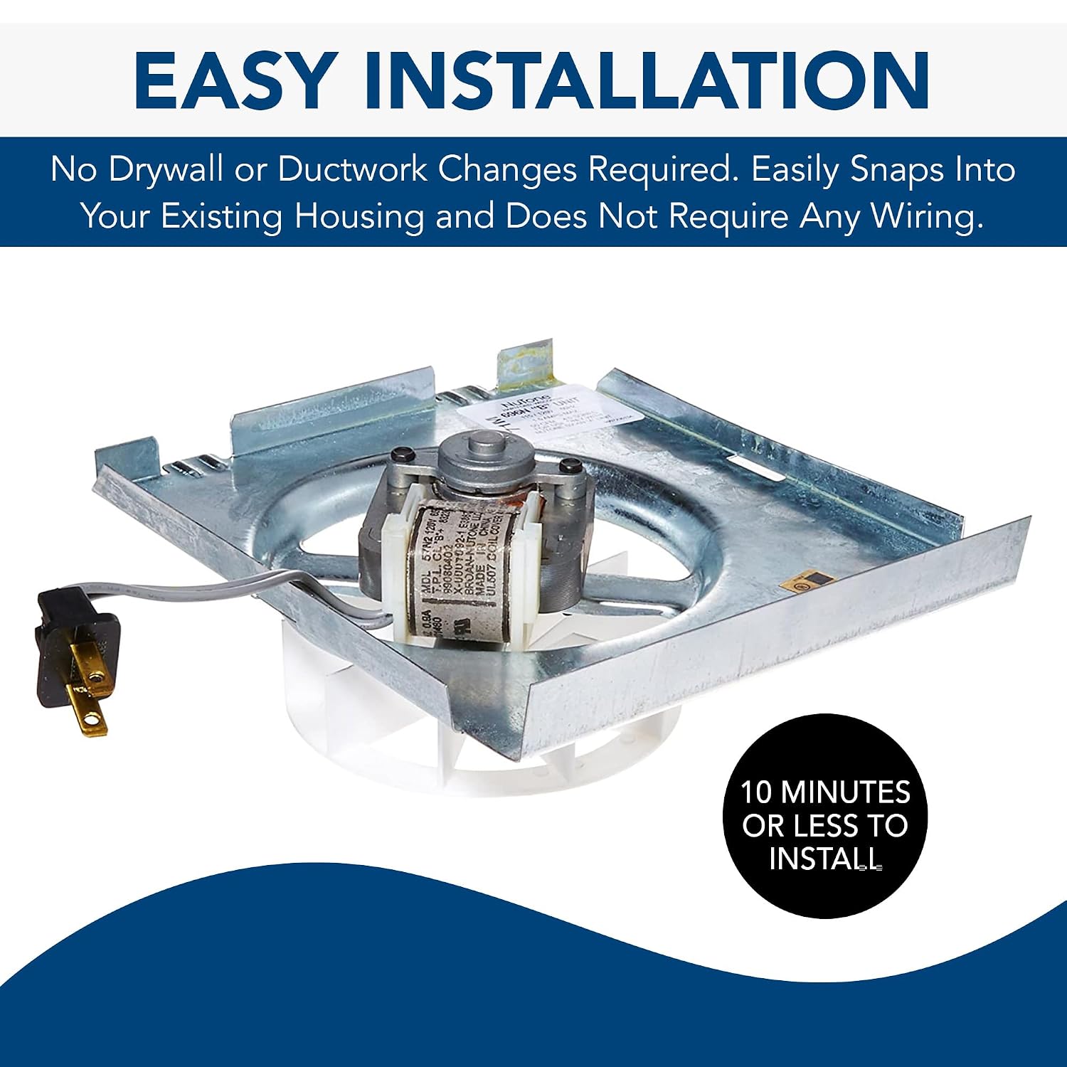 Broan-NuTone RE70BN 70 CFM Bathroom Exhaust Fan Replacement Motor Kit, Easy DIY Replacement Motor Kit for 70 CFM and 50 CFM Bath Fans, White