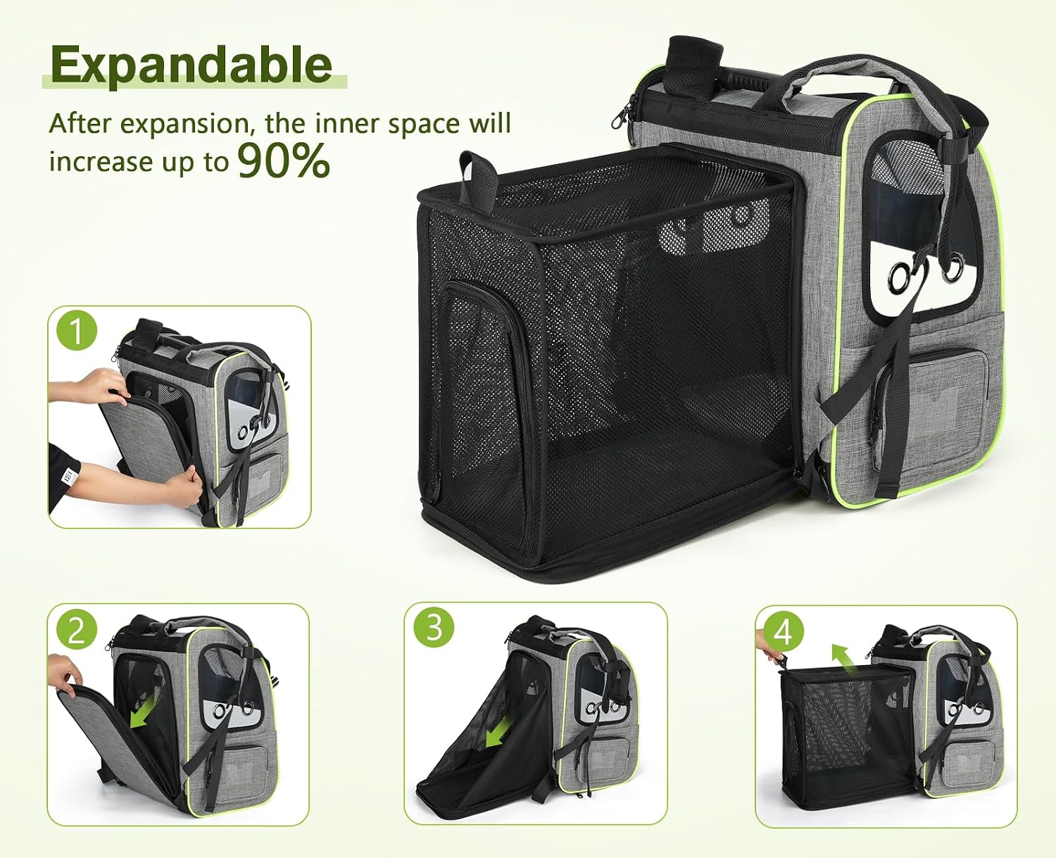 pecute Cat Backpack Expandable, Cat Carrier Backpack with Breathable Window