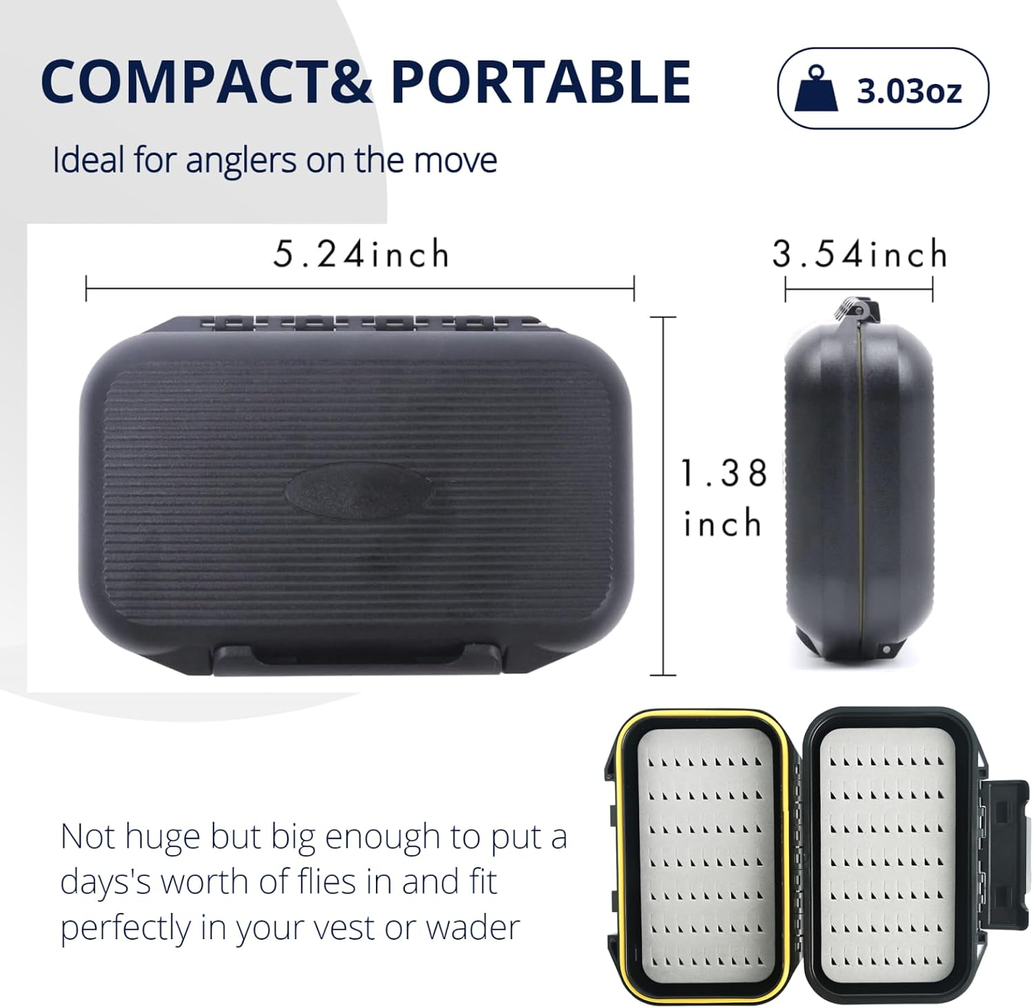 Maxcatch Waterproof Fly Box for Fly Fishing Double Sided Foam Insert (2PCS Easy Grip Foam)