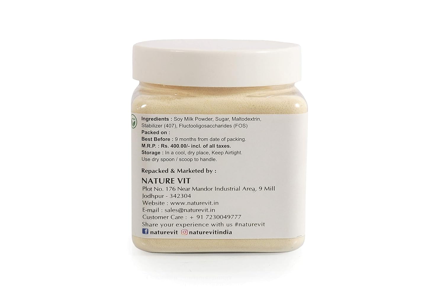 NatureVit Soya Milk Powder [Vanilla Flavour] [Vegan, Non-GMO & 25% Protein] (600.00 gm)