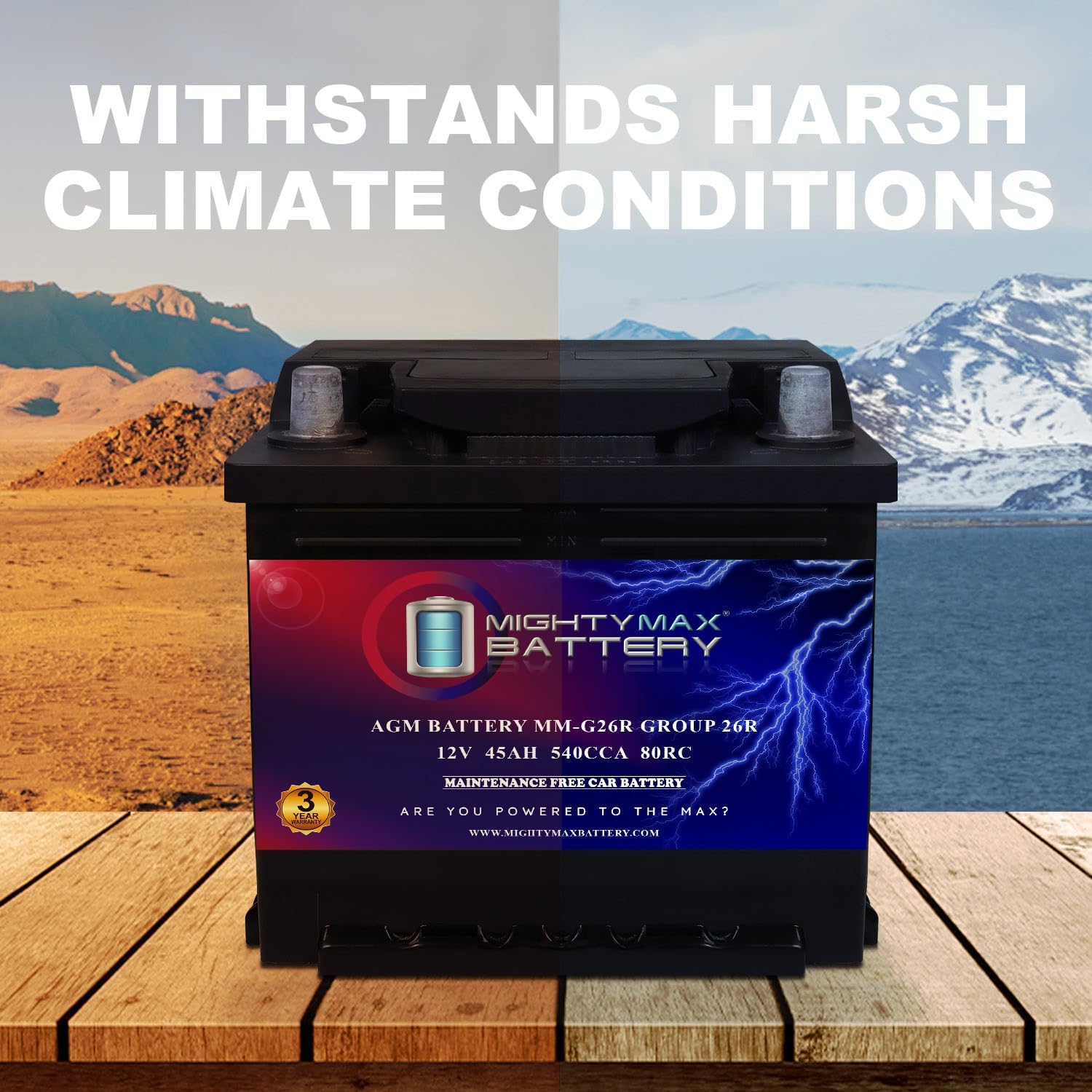 Mighty Max Battery MM-H8 Start and Stop Car BCI Group 49 12V 95Ah, 160RC, 900 CCA Rechargeable AGM Car Battery