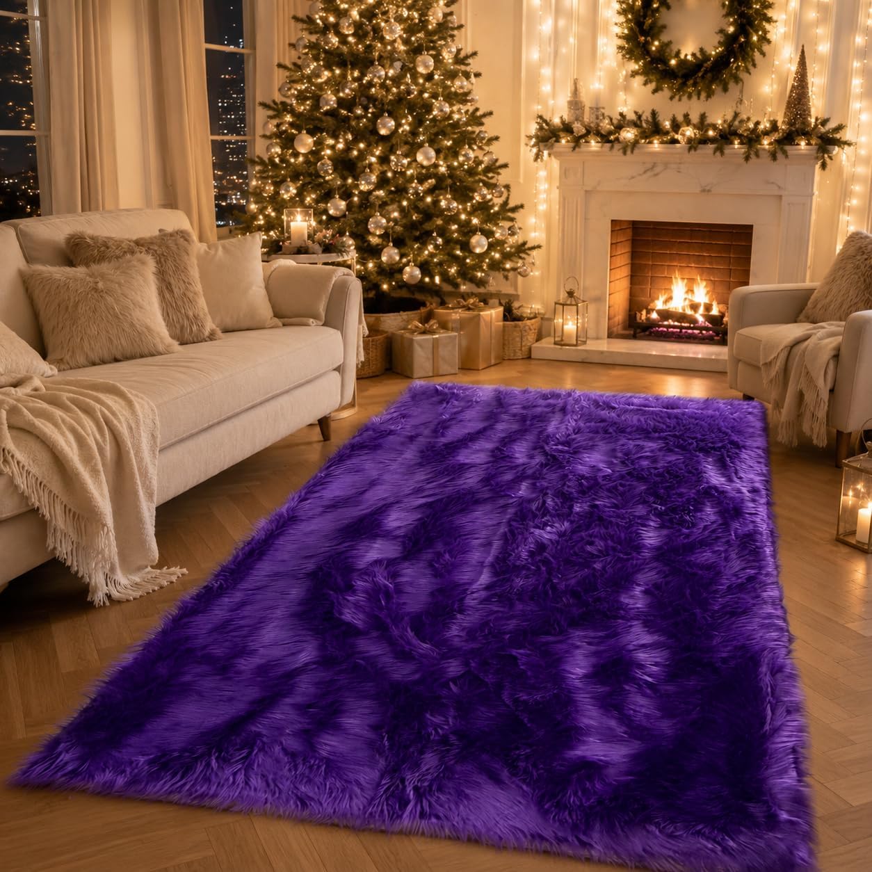 EasyJoy Ultra Soft Fluffy Shaggy Area Rug Faux Fur Rug Chair Cover Seat Pad Fuzzy Area Rug for Bedroom Floor Sofa Living Room (2 x 6 ft Sheepskin