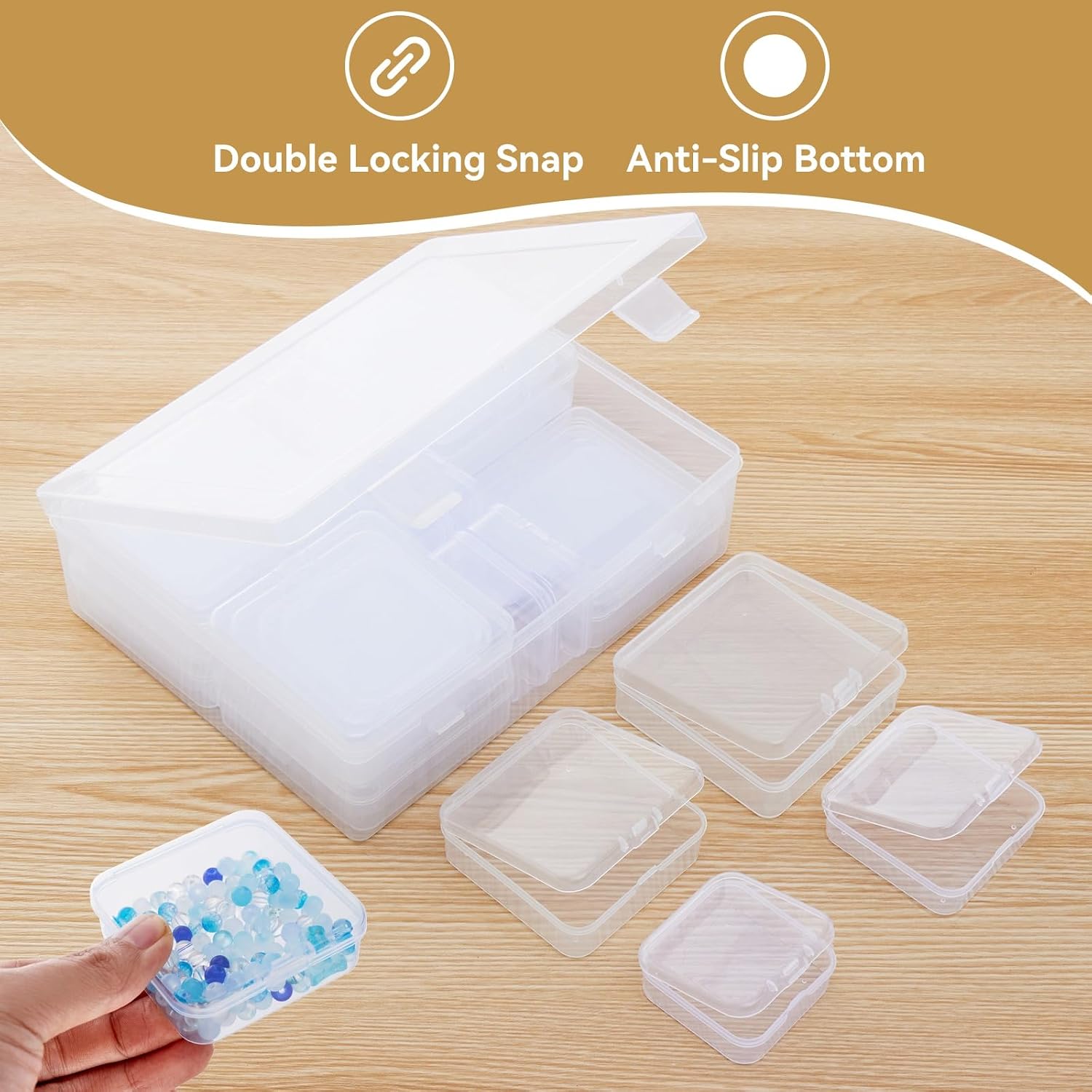 24 Pieces Mixed Sizes Rectangular Empty Mini Clear Plastic Organizer Box