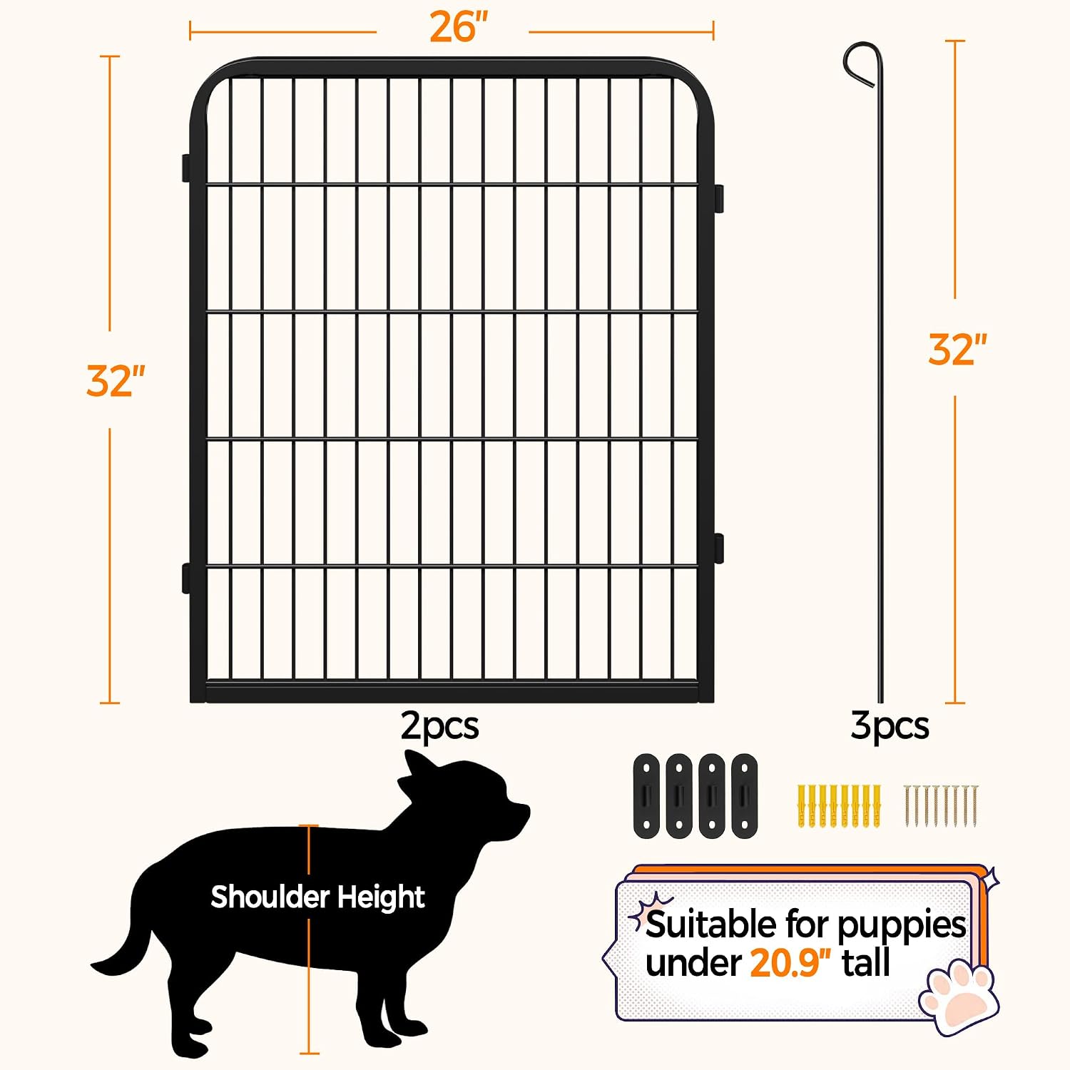 Yaheetech Dog Playpen 24in 16 Panels Pet Fence for Indoor Yard RV Camping | Easy Setup, Heavy Duty Rustproof Frame with Secure Latch Door, DIY Layouts,Foldable Storage, for Puppies & Small Dogs
