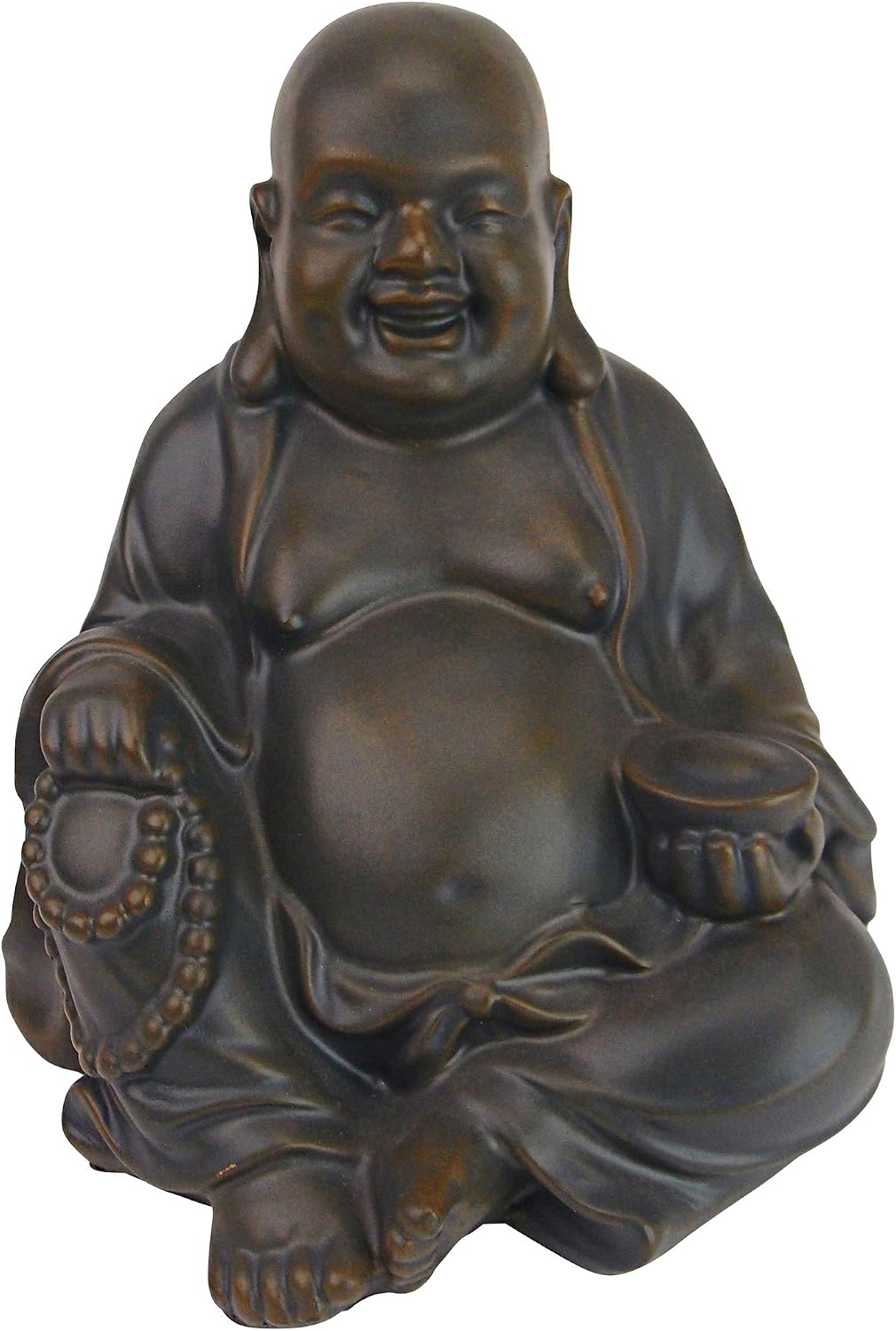 Design Toscano Jolly Hotei Laughing Man Asian Decor Indoor/Outdoor Garden Statue, 26 inches tall, Cast Stone Resin, Two Tone Stone Finish