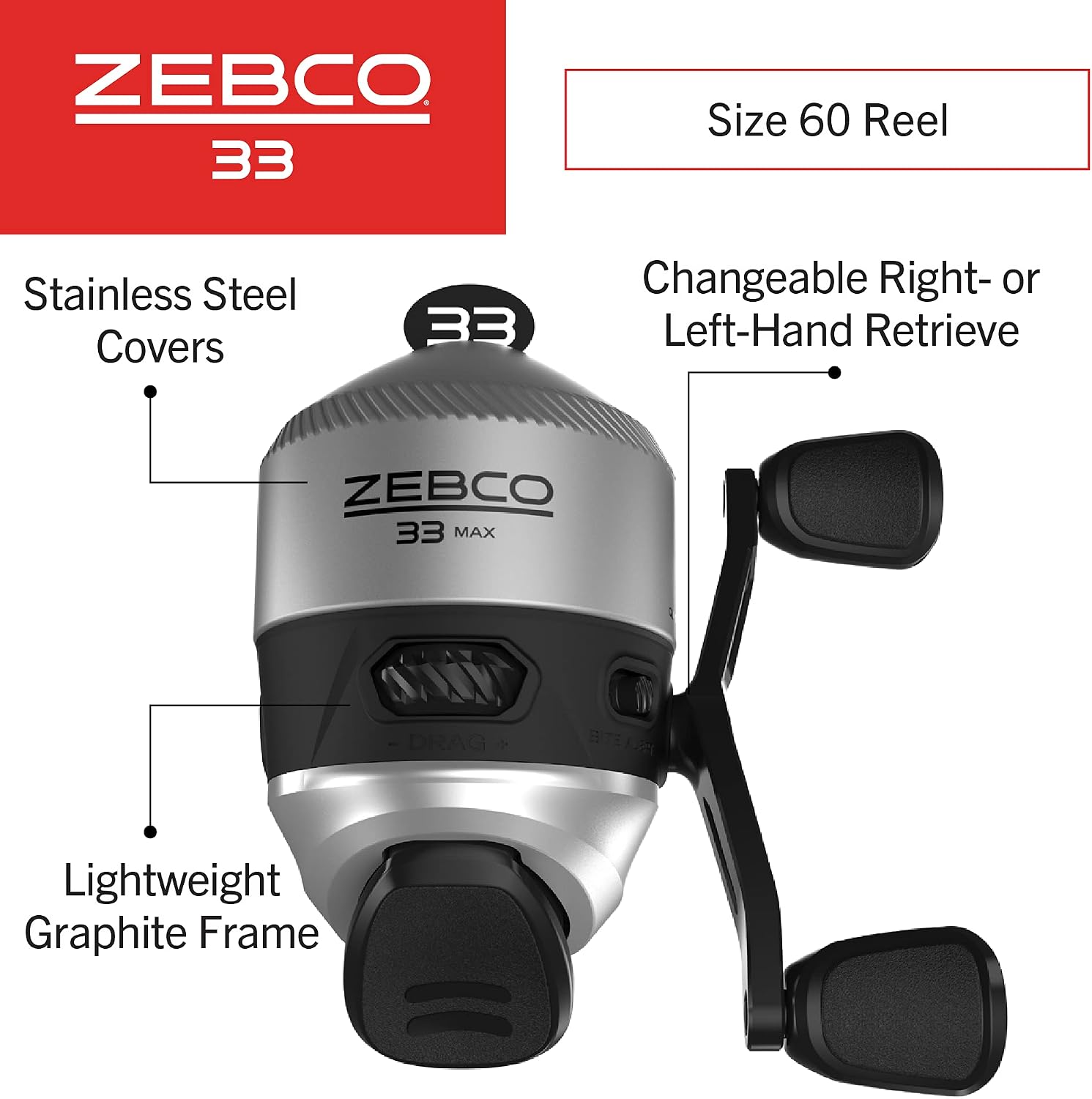 Zebco 33 Spincast Reel and Fishing Rod Combo, 6-Foot 2-Piece Fiberglass Rod with EVA Handle, Quickset Anti-Reverse Fishing Reel with Bite Alert