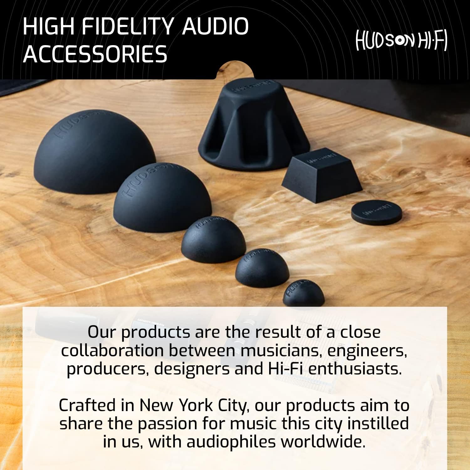 Hudson Hi-Fi Speaker Isolation Feet (4-Pack, 1") – Adhesive Silicone Anti-Vibration Pads for Speakers, Turntables, Subwoofers & Amplifiers, Supports 5-18 lbs Per Pad