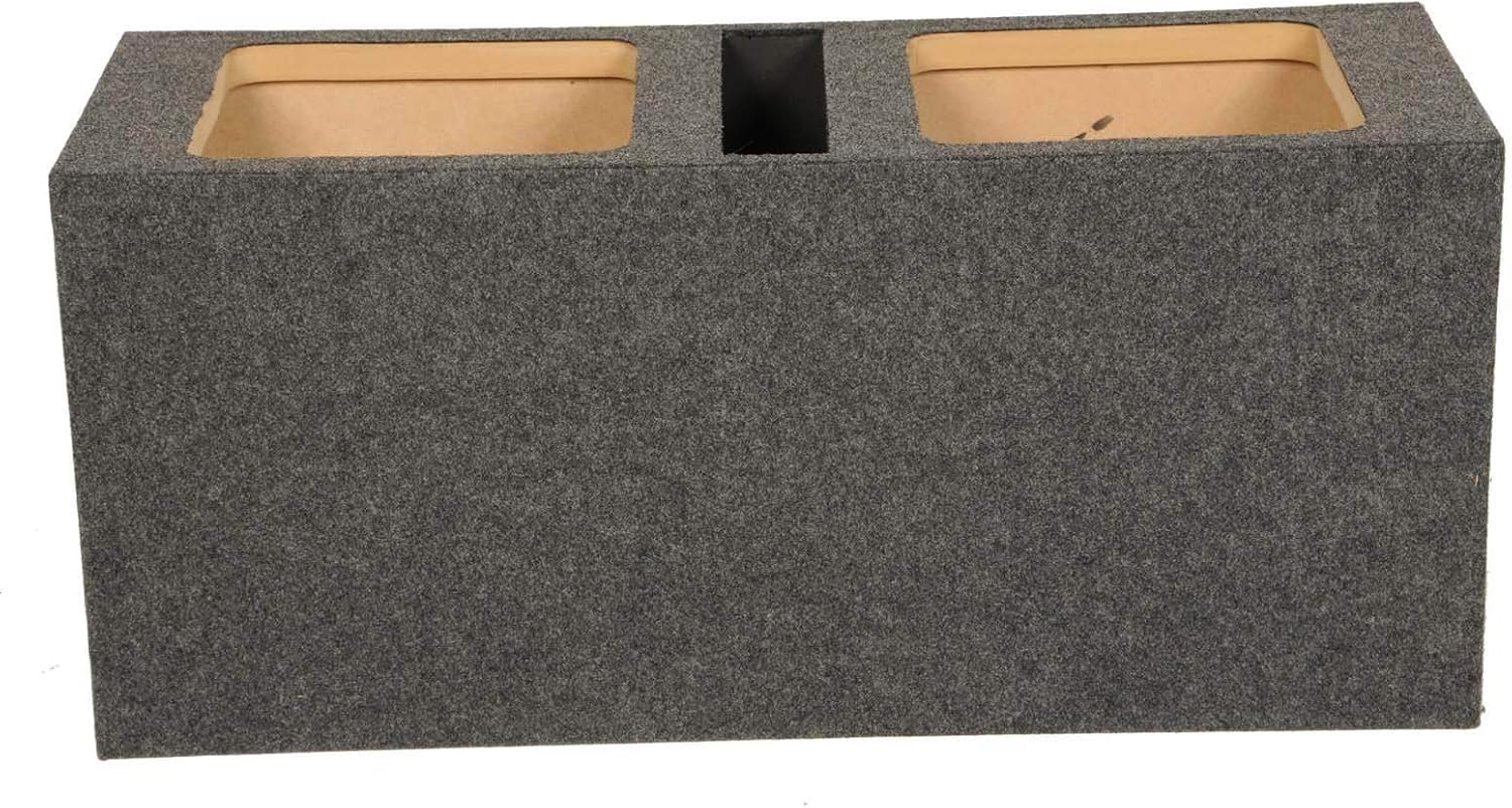 QPower QBOMB15VSQ QBOMB 15 Inch Center Vented Dual Ported Subwoofer Enclosure Speaker Box for Car Audio Sound Systems, Square