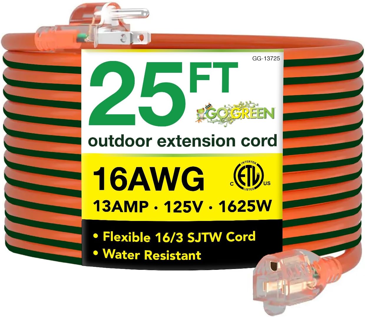 Go Green Power Inc. (GG-14025) 12/3 SJTW Outdoor Extension Cord, Lighted End, 25 ft