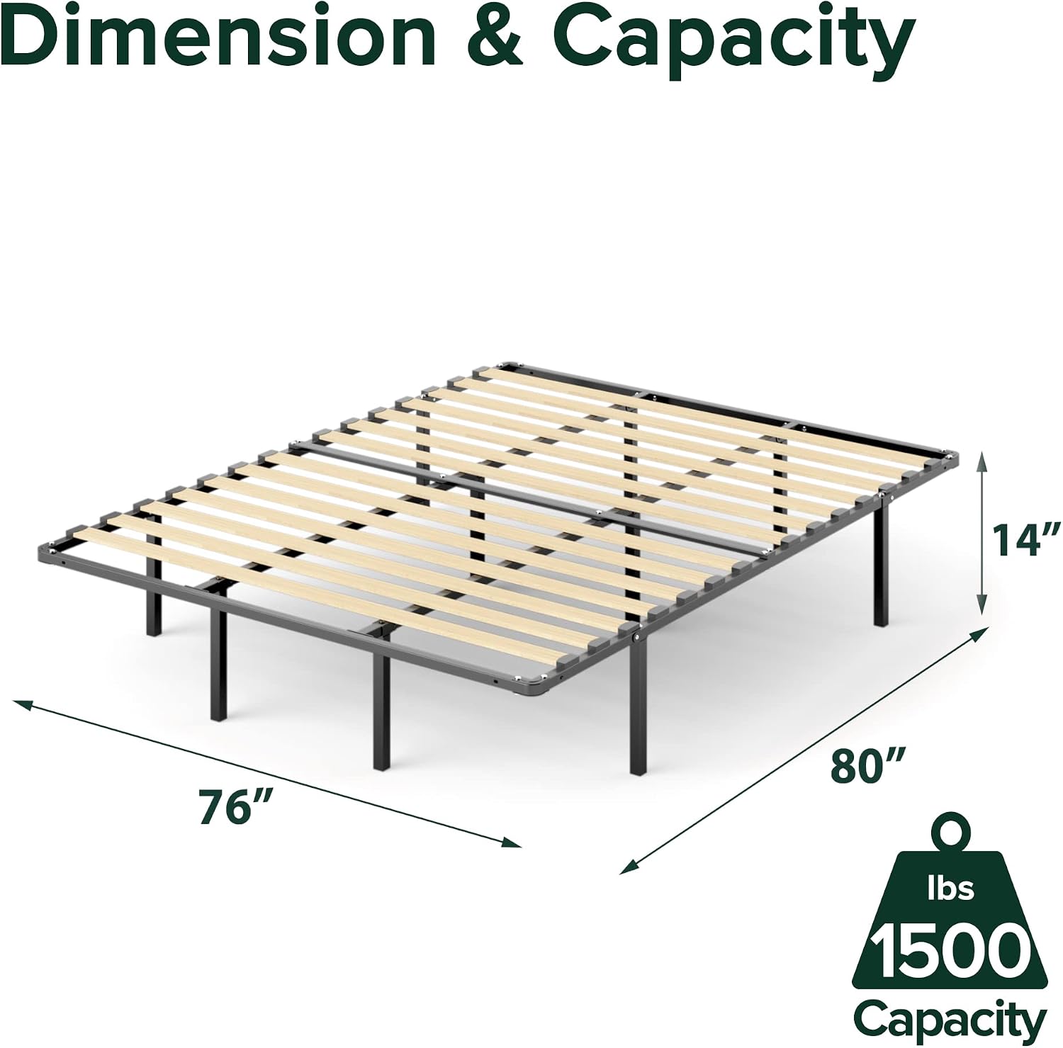ZINUS SmartBase Compack Mattress Foundation, 14 Inch Metal Bed Frame, No Box Spring Needed, Sturdy Steel Slat Support, Full