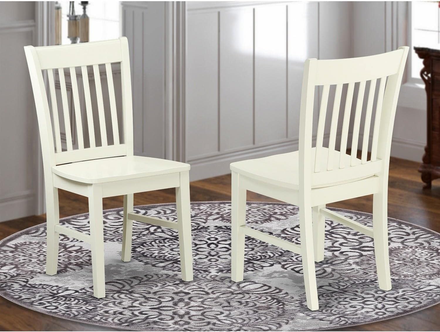 East West Furniture NFC-MAH-W Norfolk Dining Room Chairs - Slat Back Solid Wood Seat Chairs, Set of 2, Mahogany