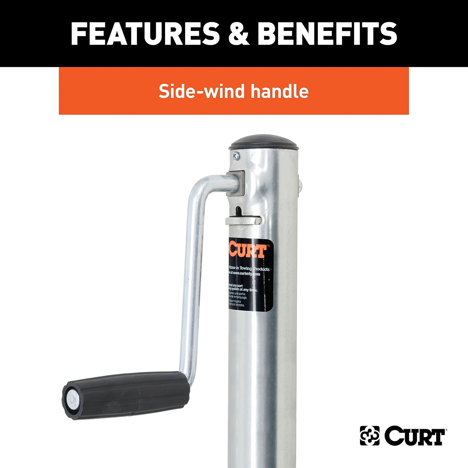 CURT 28155 Marine Boat Trailer Jack with 6-Inch Wheels, 1,500 lbs., 10-3/8 Inches Vertical Travel