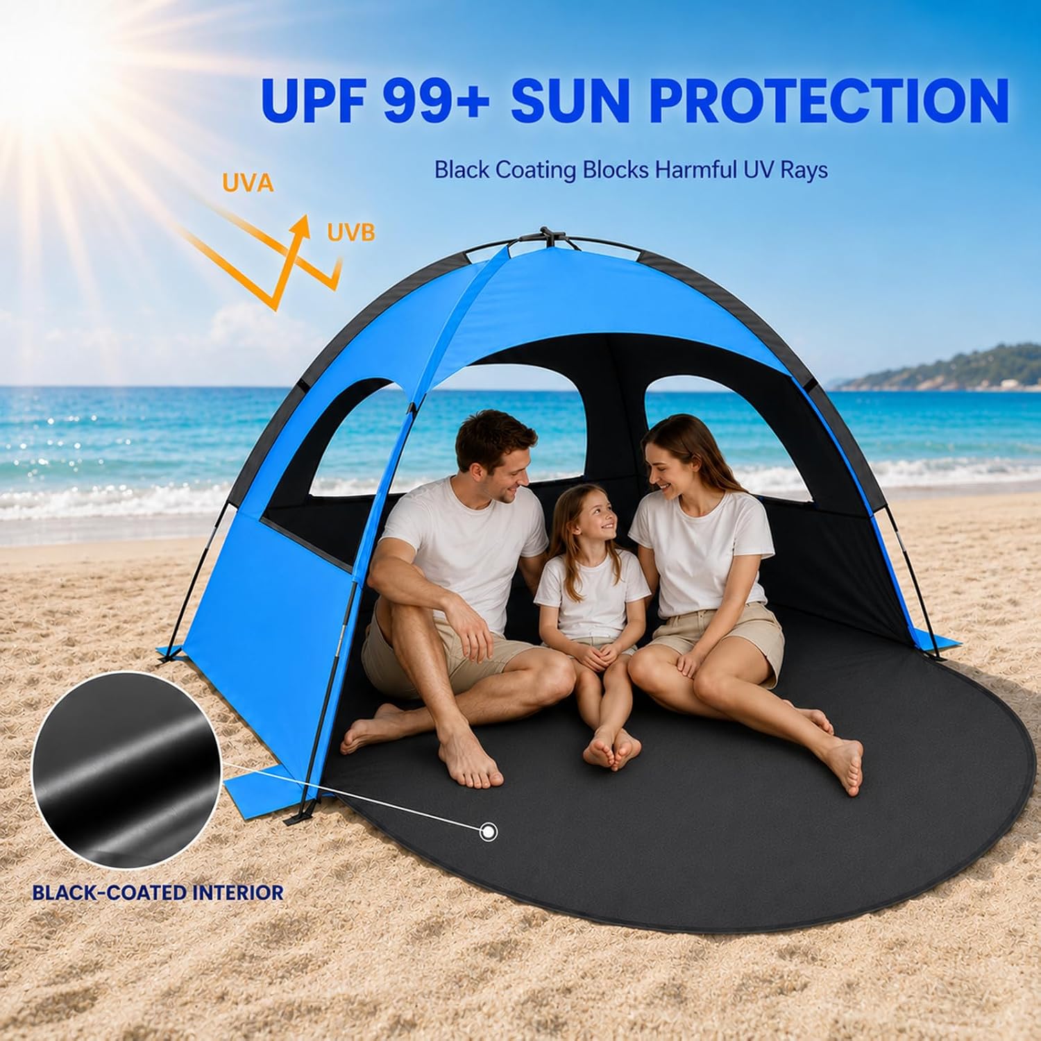 NXONE Beach Tent Sun Shelter, UPF 50+ UV Protection, Easy Setup