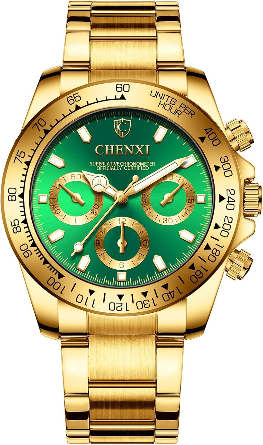 DREAMING Q&P Fq-005 Classic Style Gold Stainless Steel Mens Wrist Watches with Crystals for Man