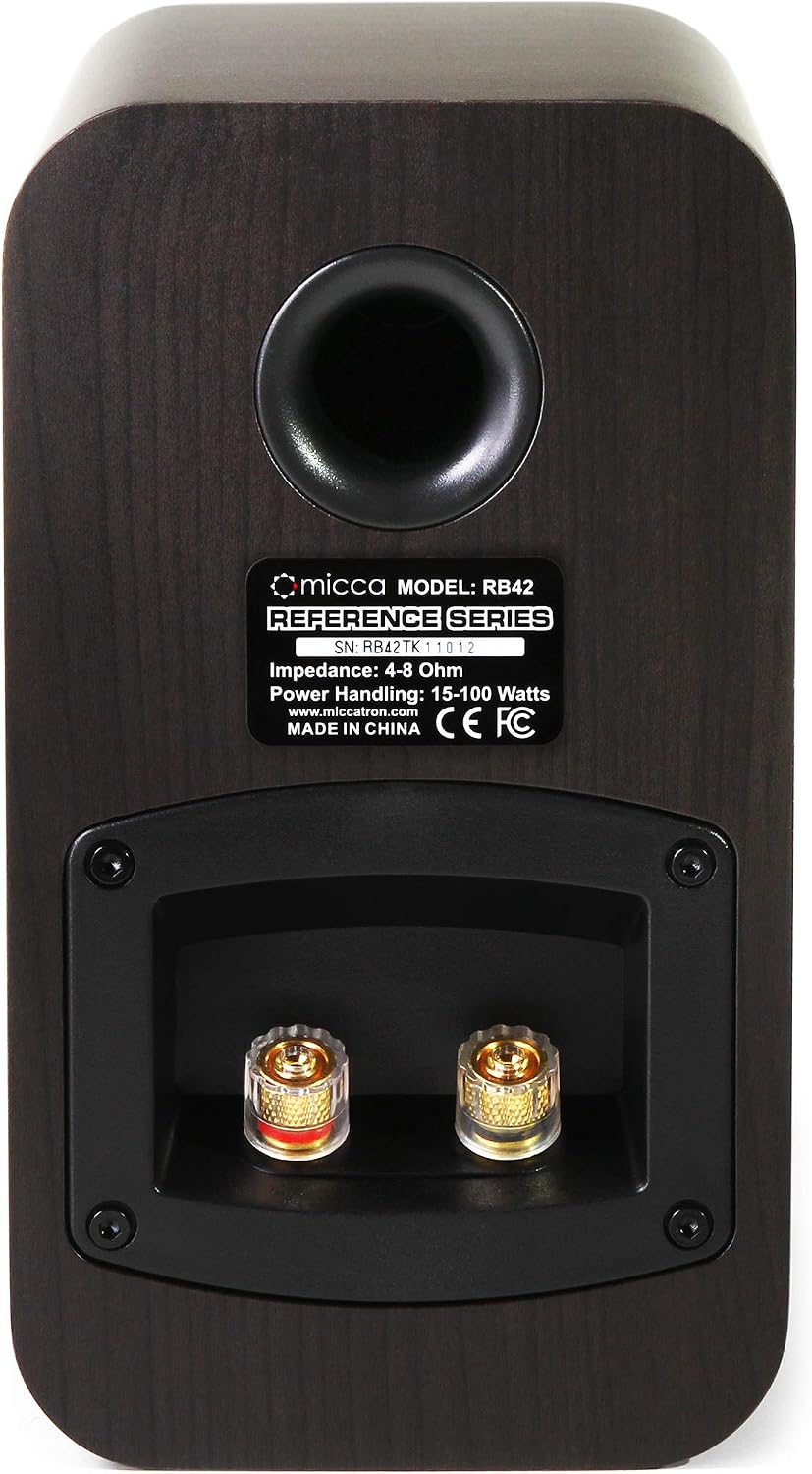 Micca RB42 Reference 2-Way Passive Bookshelf Speakers, Stereo Pair, Walnut