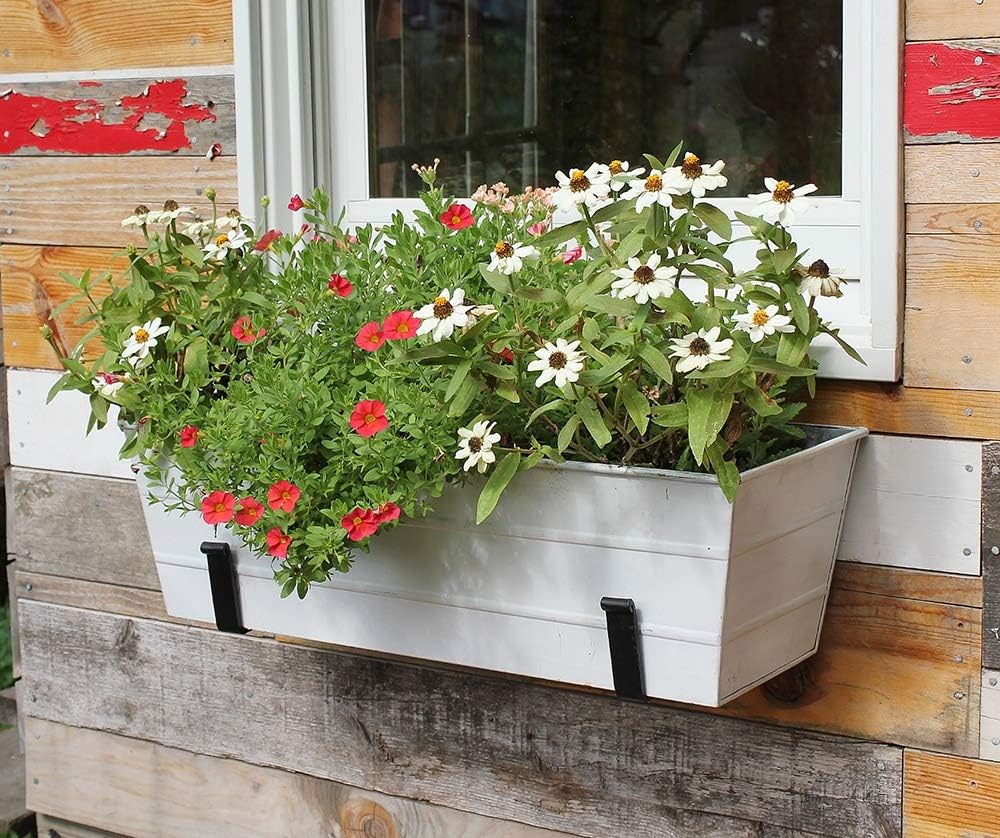 Achla Designs Galvanized Window Flower Box Planter-Green-Medium (24" L x 9.5" W x 7.5" H)