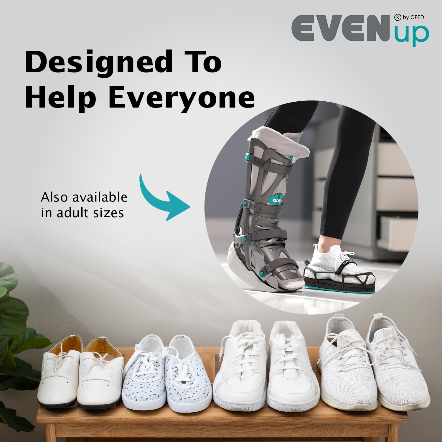 EVENup - Shoe Lift for Walking Boot I Kids' Size X-Small I Shoe Balancer for Use with Fracture Boots or Leg Length Discrepancy I 3 Adjustable