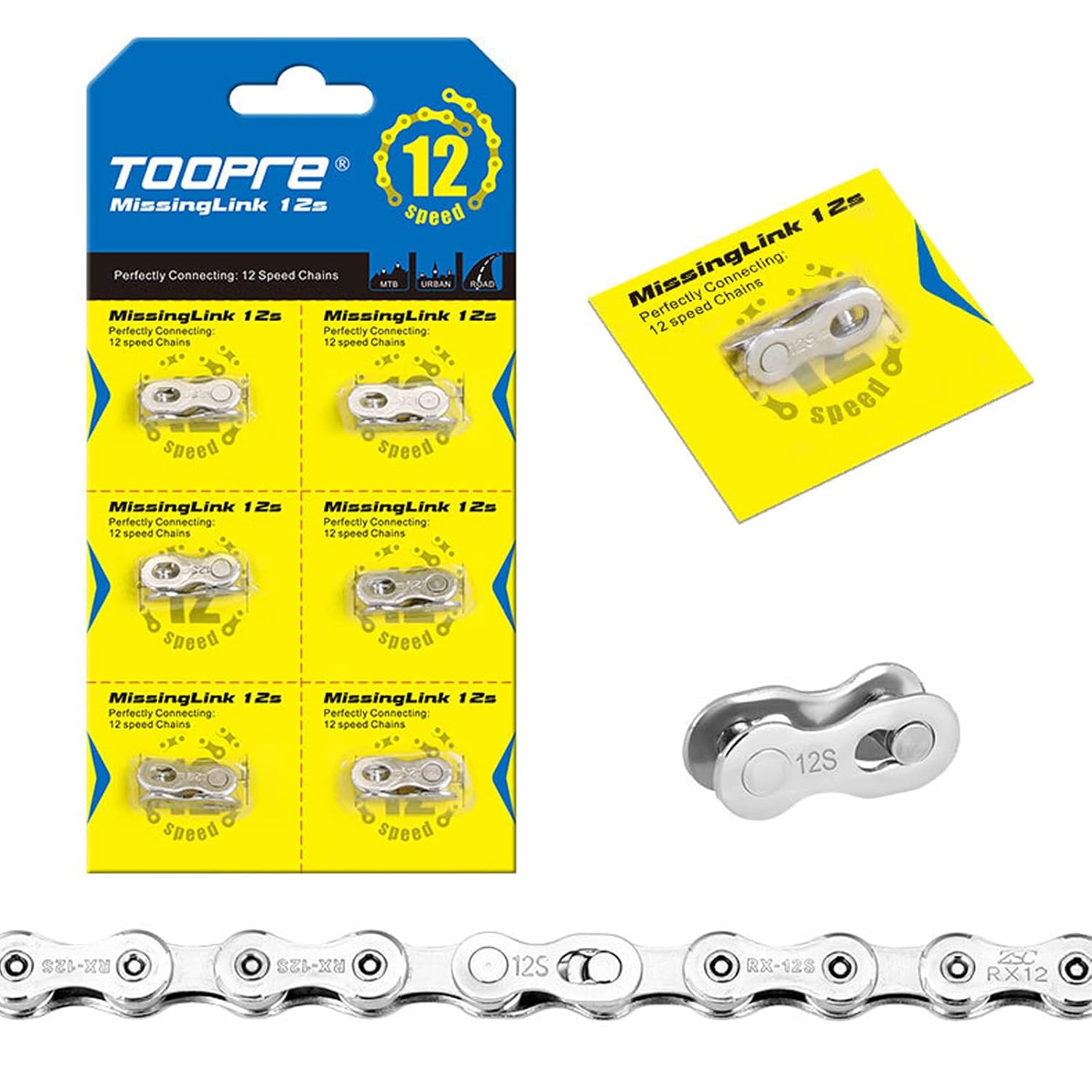 JFOYH 6 Pairs 12 Speed Bike Chain Quick Links, Reusable Bicycle Chain Connectors for Most 12 Speed Chains, Easy Installation, Silver
