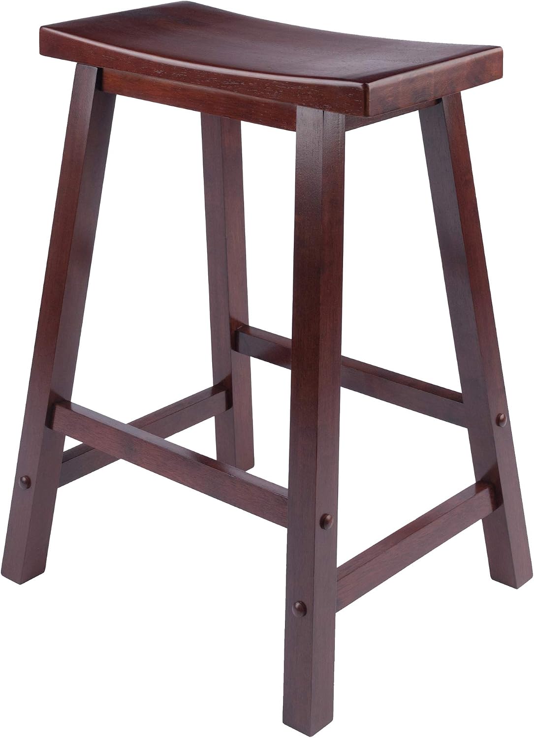 Winsome Satori Saddle Seat Counter Stool, Walnut, 24" | Classic Backless Bar Chairs for Kitchen & Dining Room Seating, Timeless Essential Furniture for Home, Dorm, Apartments
